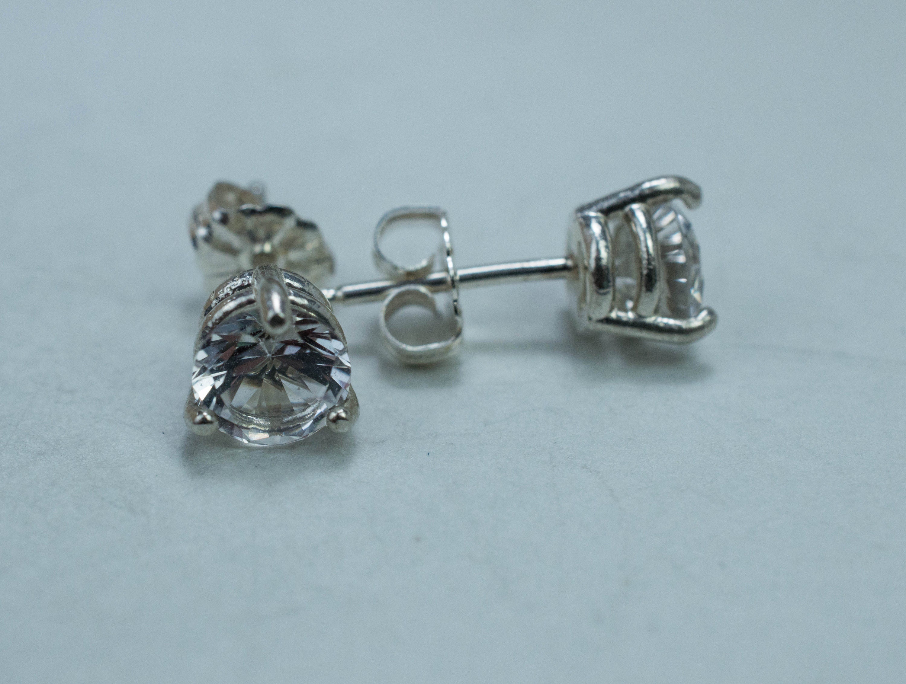 Silver Topaz Earrings; Genuine Untreated Brazil Topaz; 1.760cts