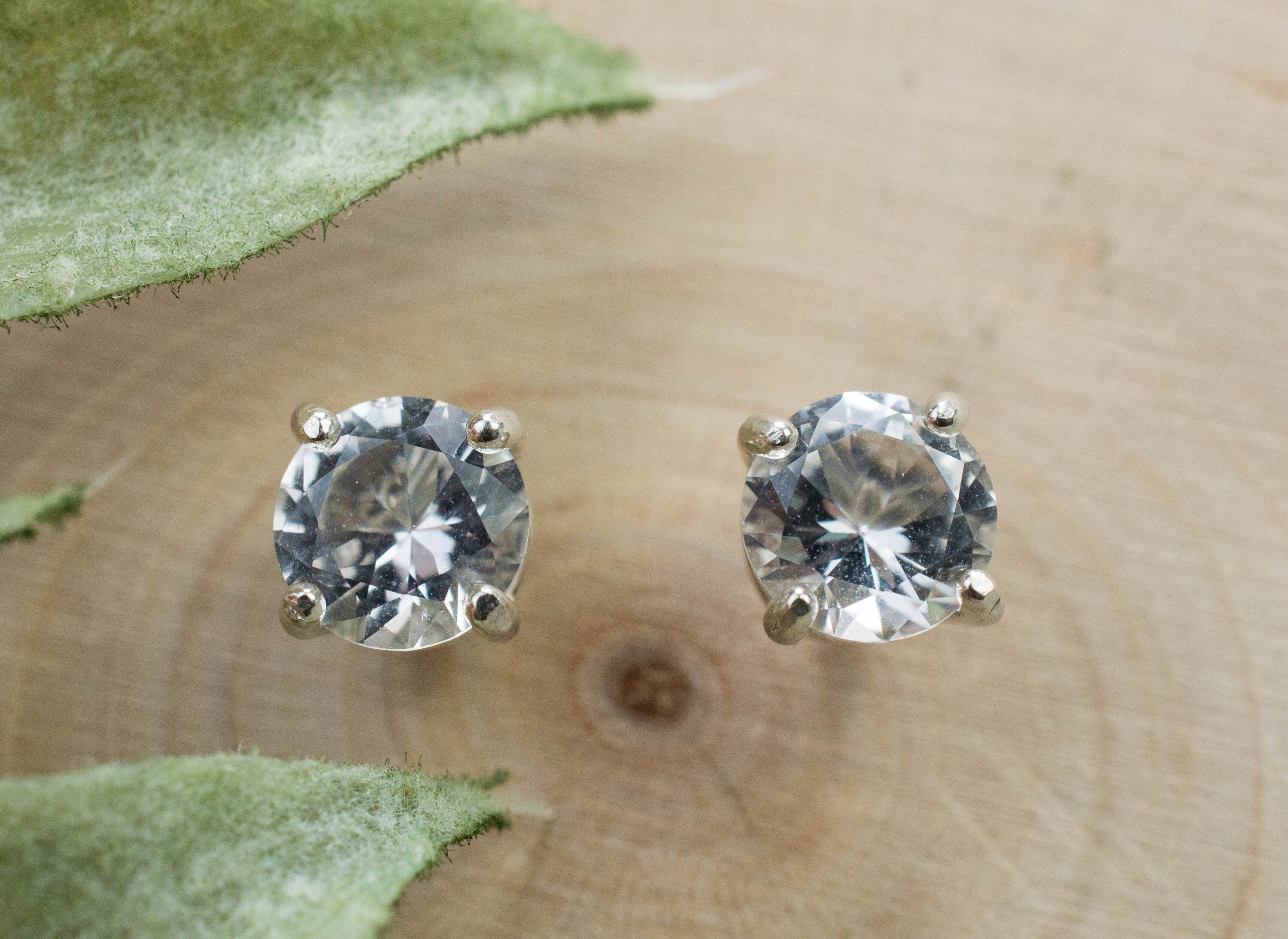 Silver Topaz Earrings; Genuine Untreated Brazil Topaz; 1.765cts