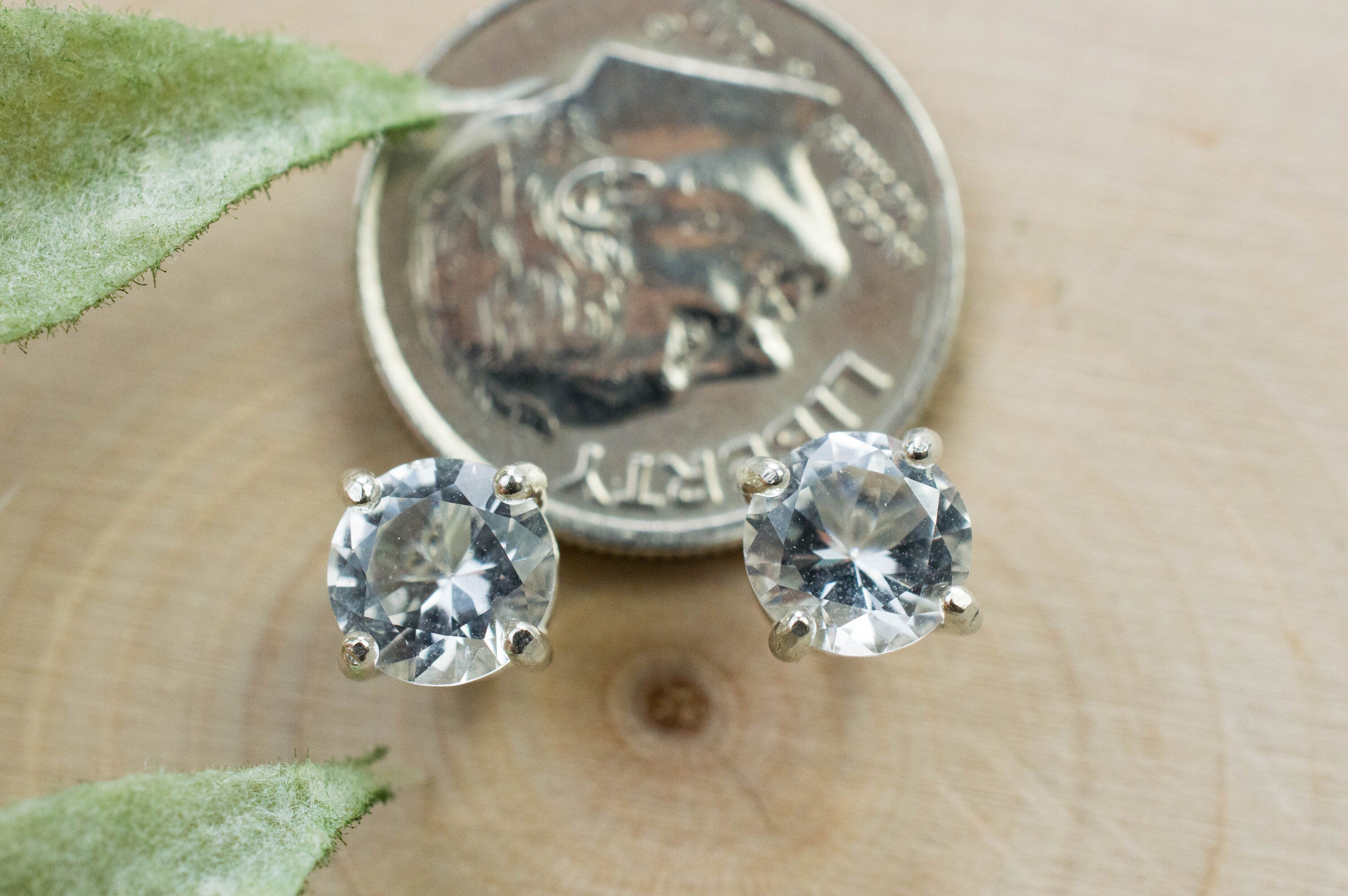 Silver Topaz Earrings; Genuine Untreated Brazil Topaz; 1.765cts