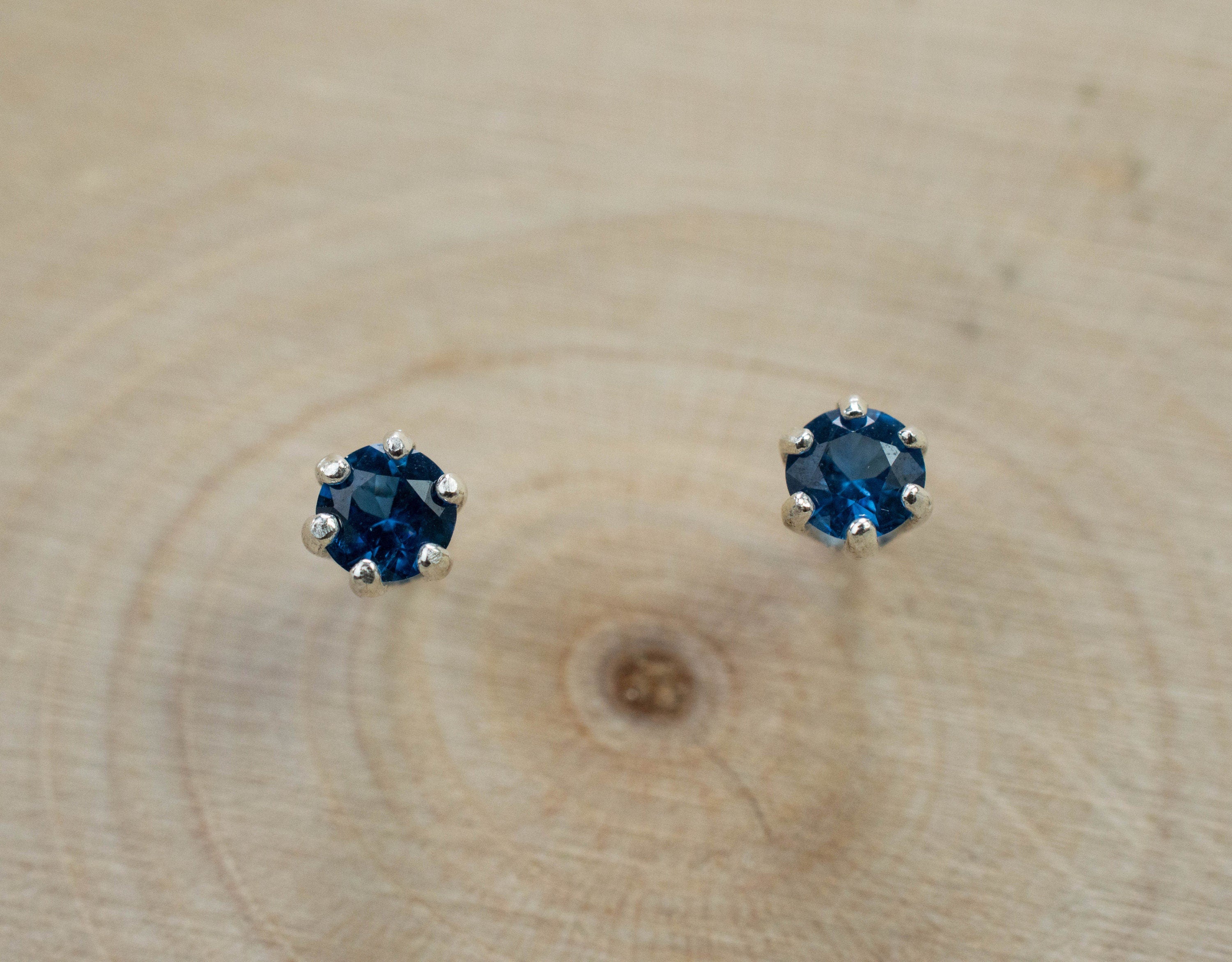 Cobalt Spinel Earrings; Natural Untreated Tanzania Blue Spinel; 0.195cts