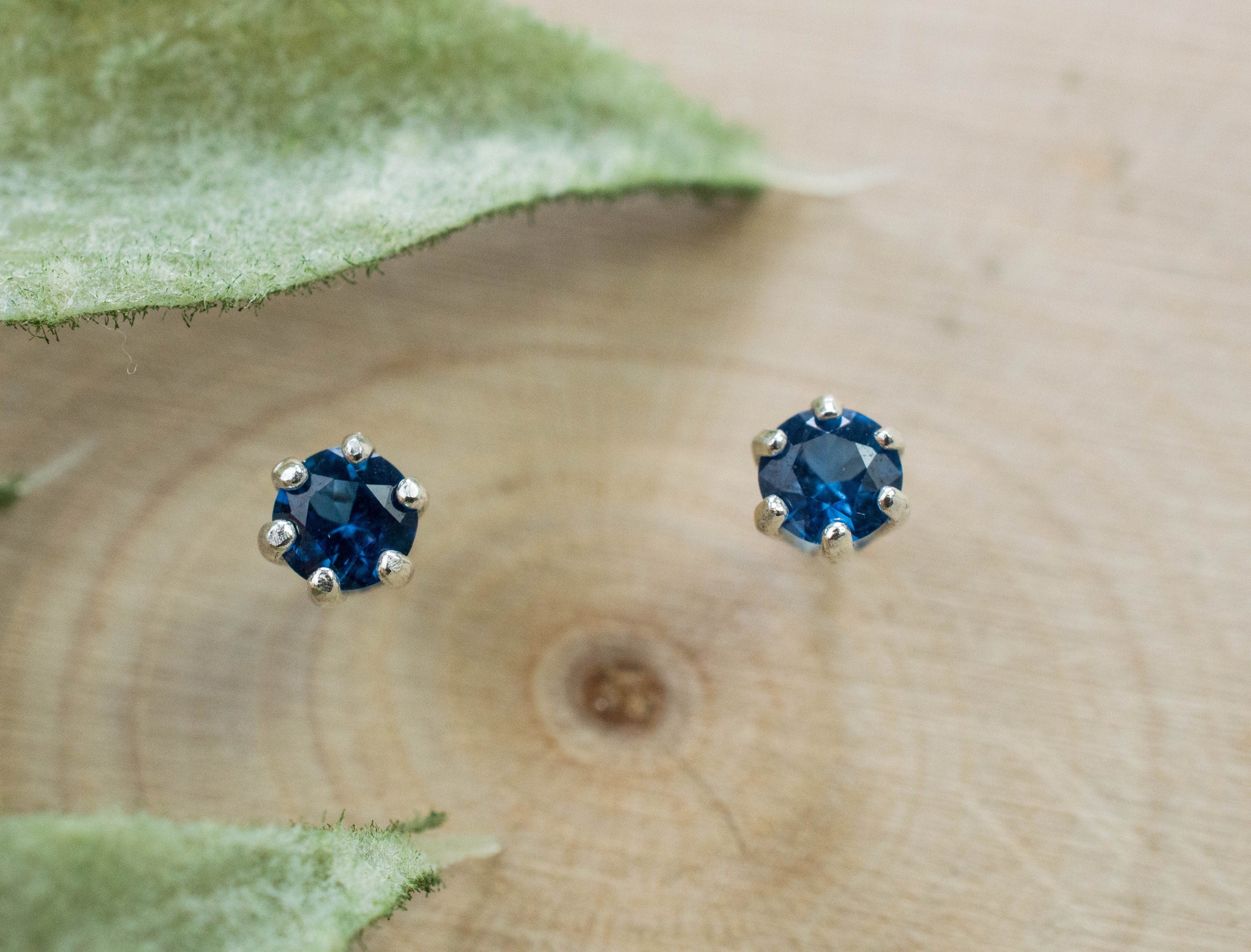 Cobalt Spinel Earrings; Natural Untreated Tanzania Blue Spinel; 0.195cts