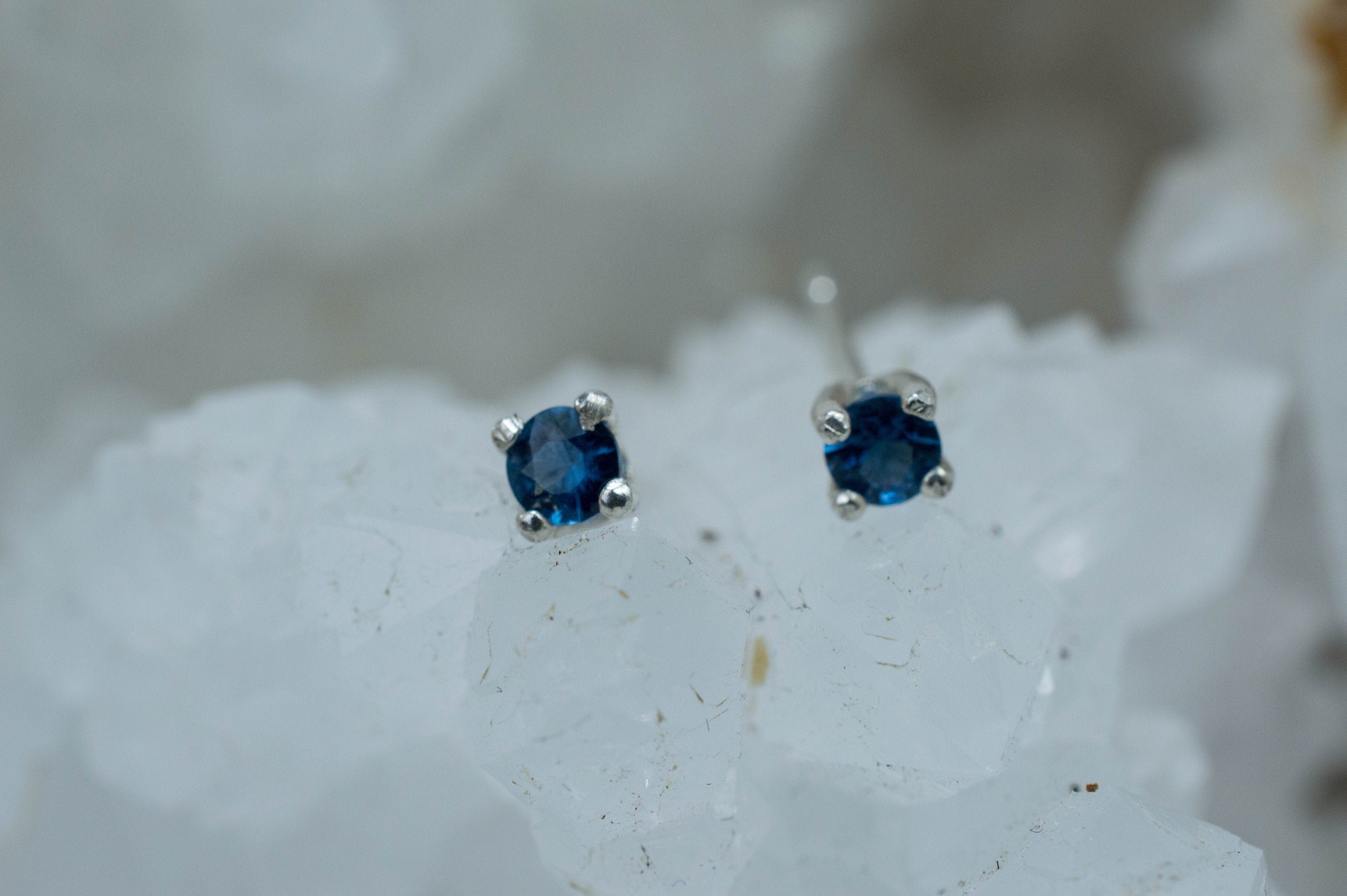 Cobalt Spinel Earrings; Natural Untreated Tanzania Blue Spinel; 0.210cts