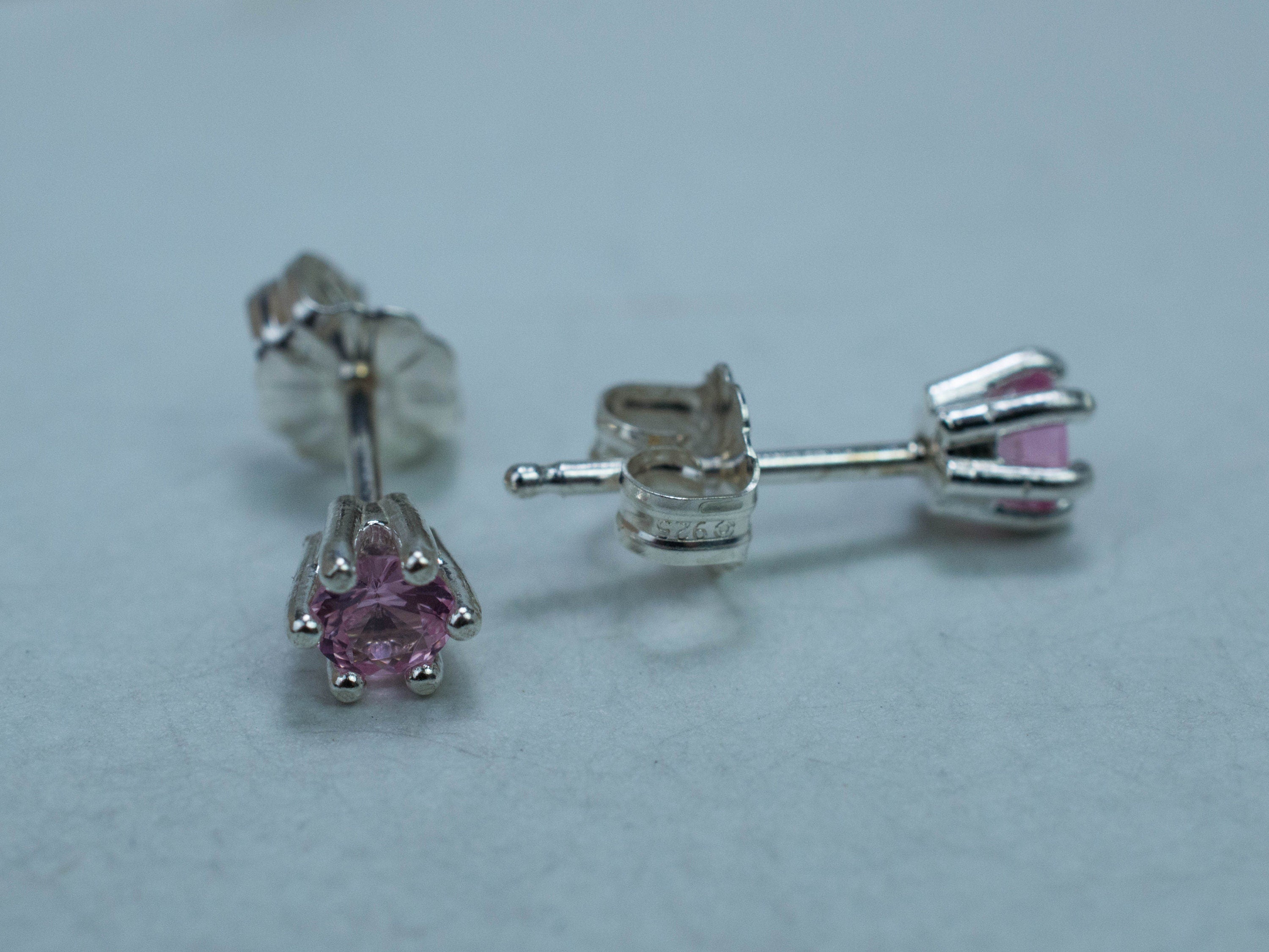 Pink Spinel Earrings; Natural Untreated Mozambique Spinel; 0.320cts