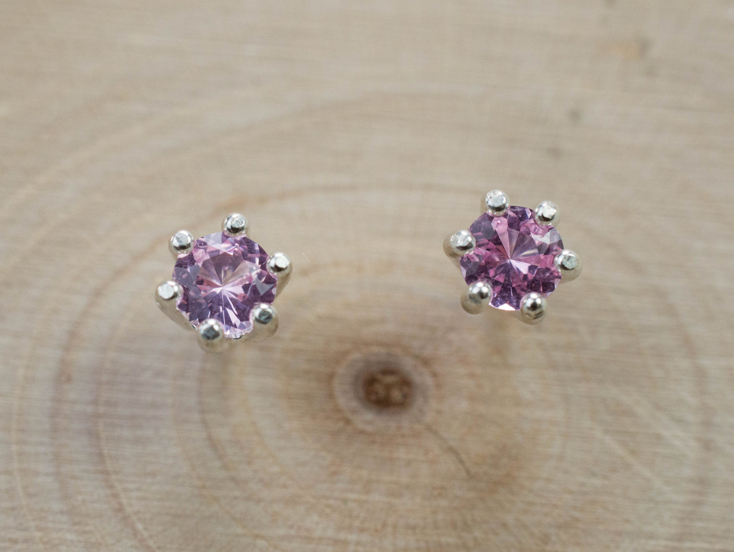 Pink Spinel Earrings; Natural Untreated Mozambique Spinel; 0.320cts