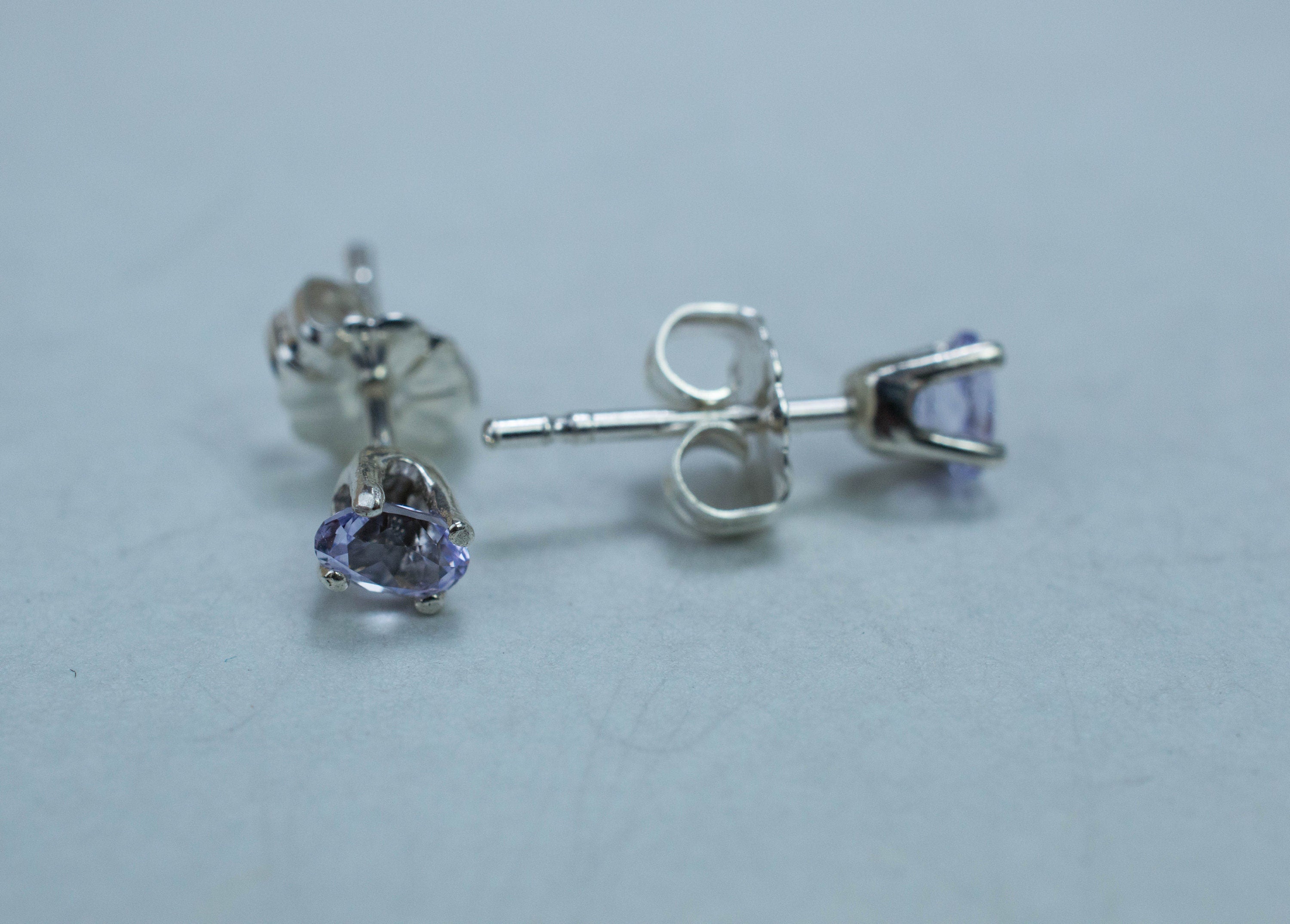 Purple Spinel Earrings; Natural Untreated Vietnam Lavender Spinel; 0.450cts