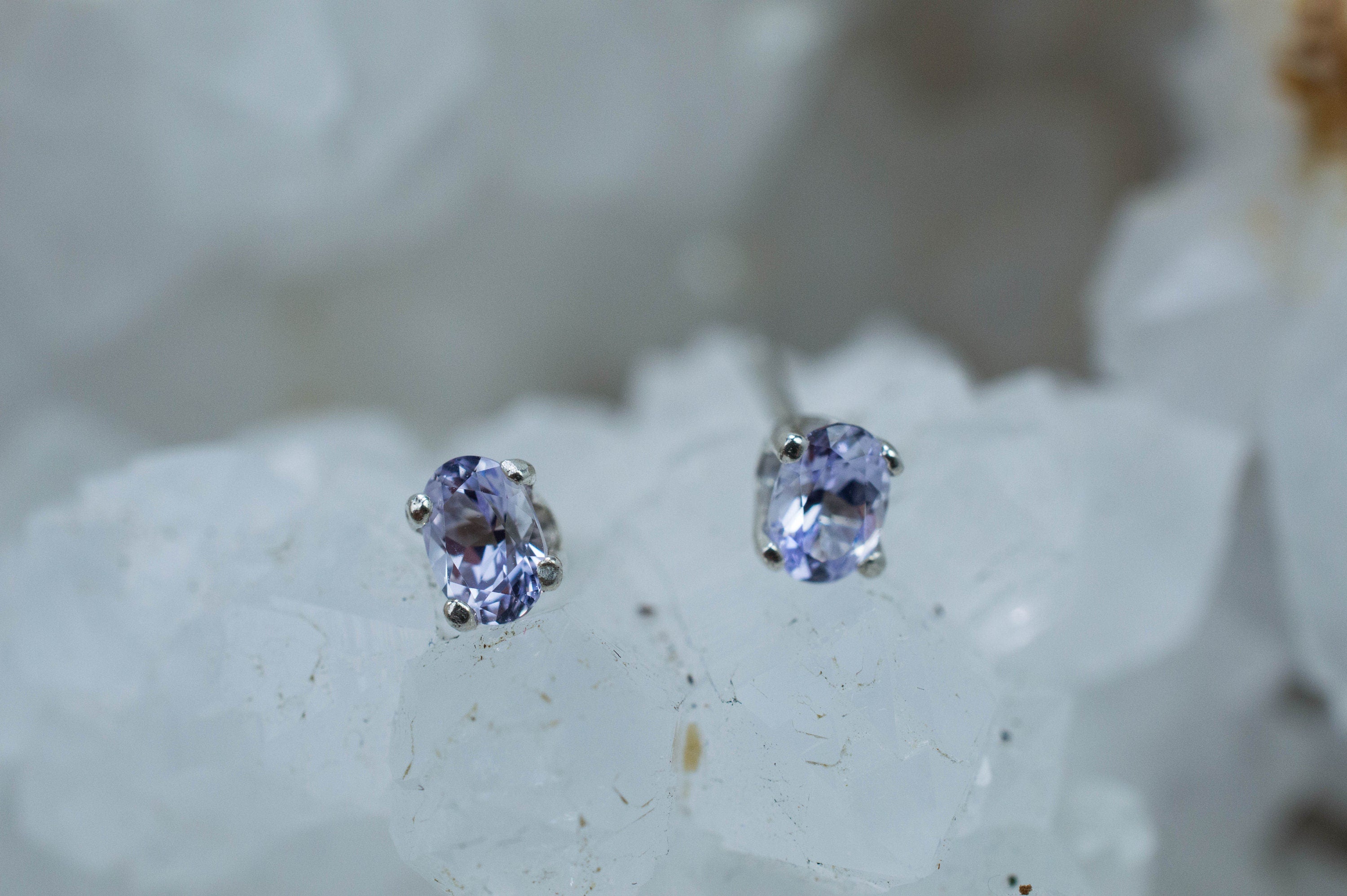 Purple Spinel Earrings; Natural Untreated Vietnam Lavender Spinel; 0.450cts