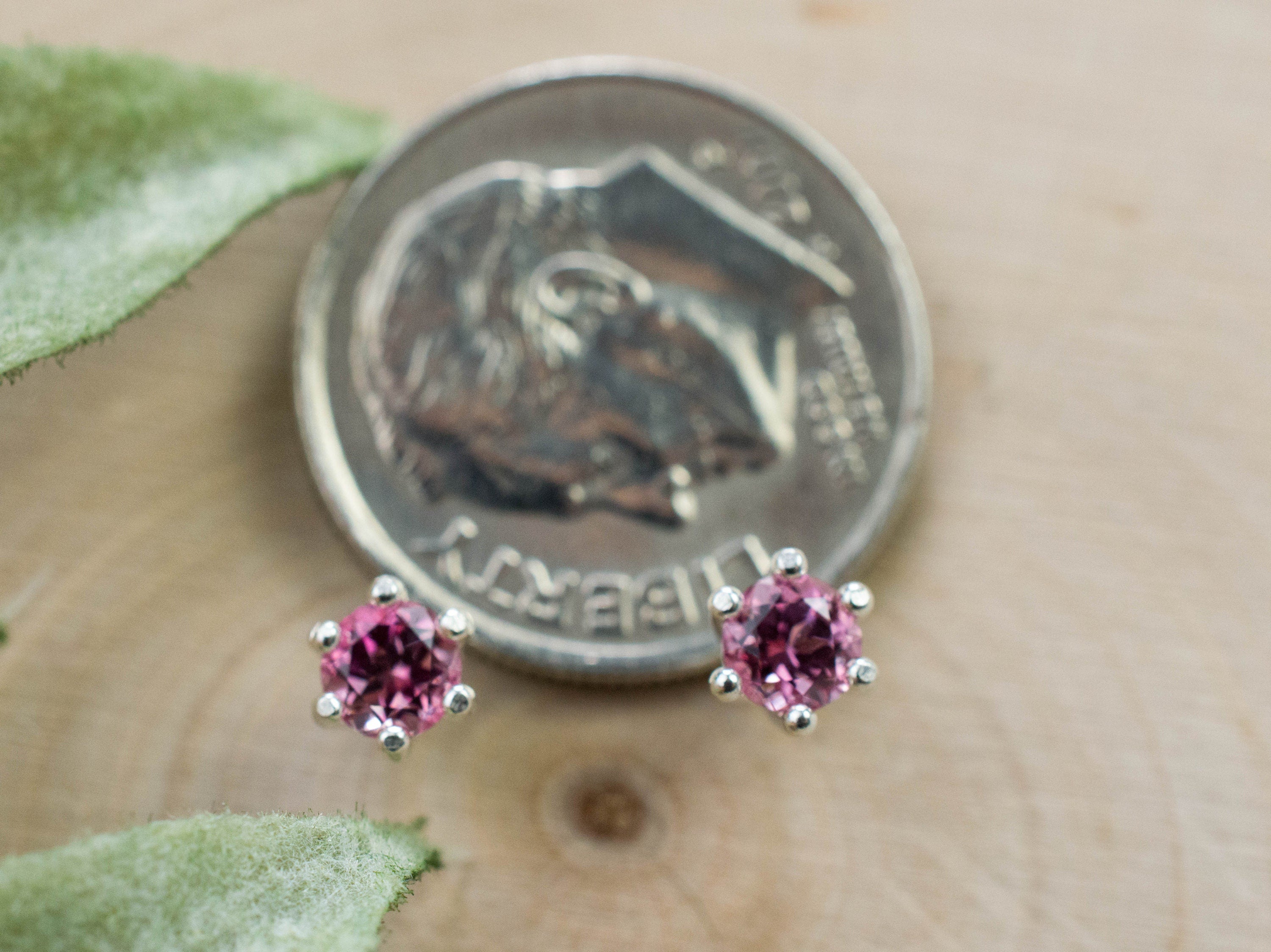 Pink Spinel Earrings; Natural Untreated Vietnam Spinel; 0.475cts