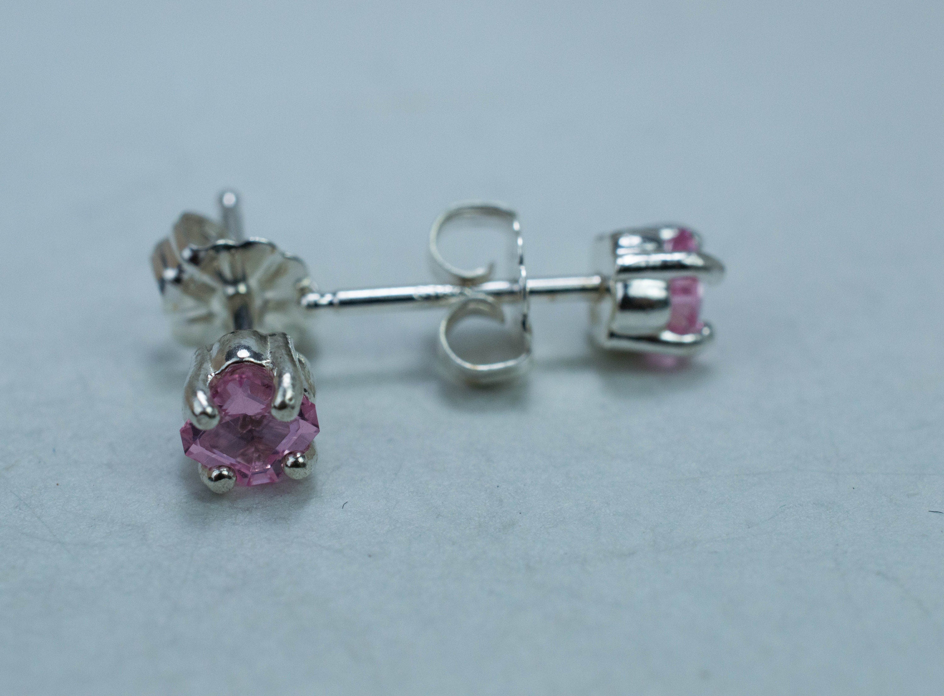 Pink Spinel Earrings; Natural Untreated Mozambique Spinel; 0.585cts