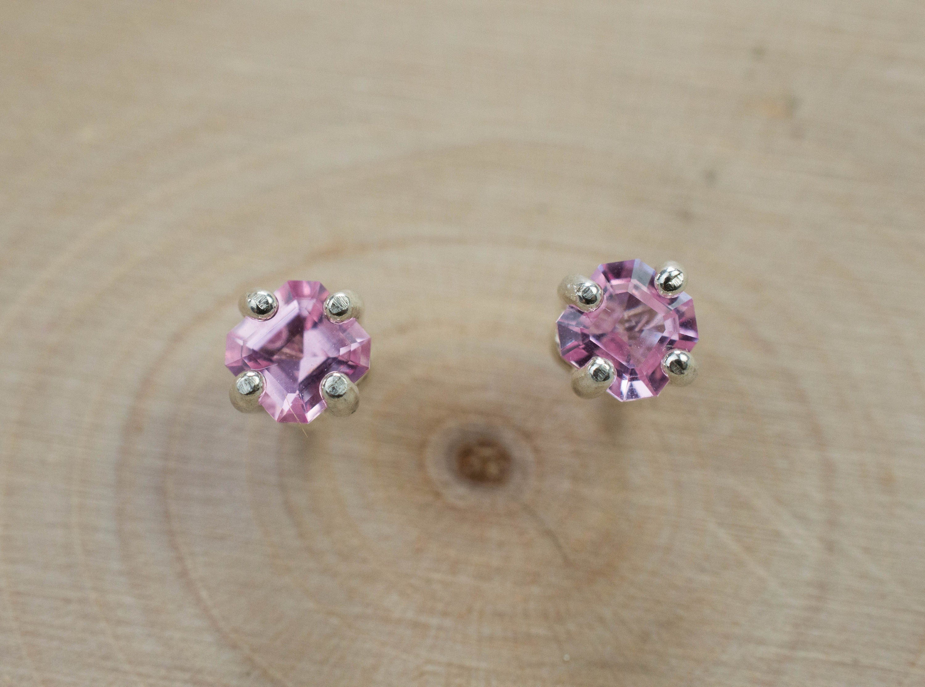 Pink Spinel Earrings; Natural Untreated Mozambique Spinel; 0.585cts