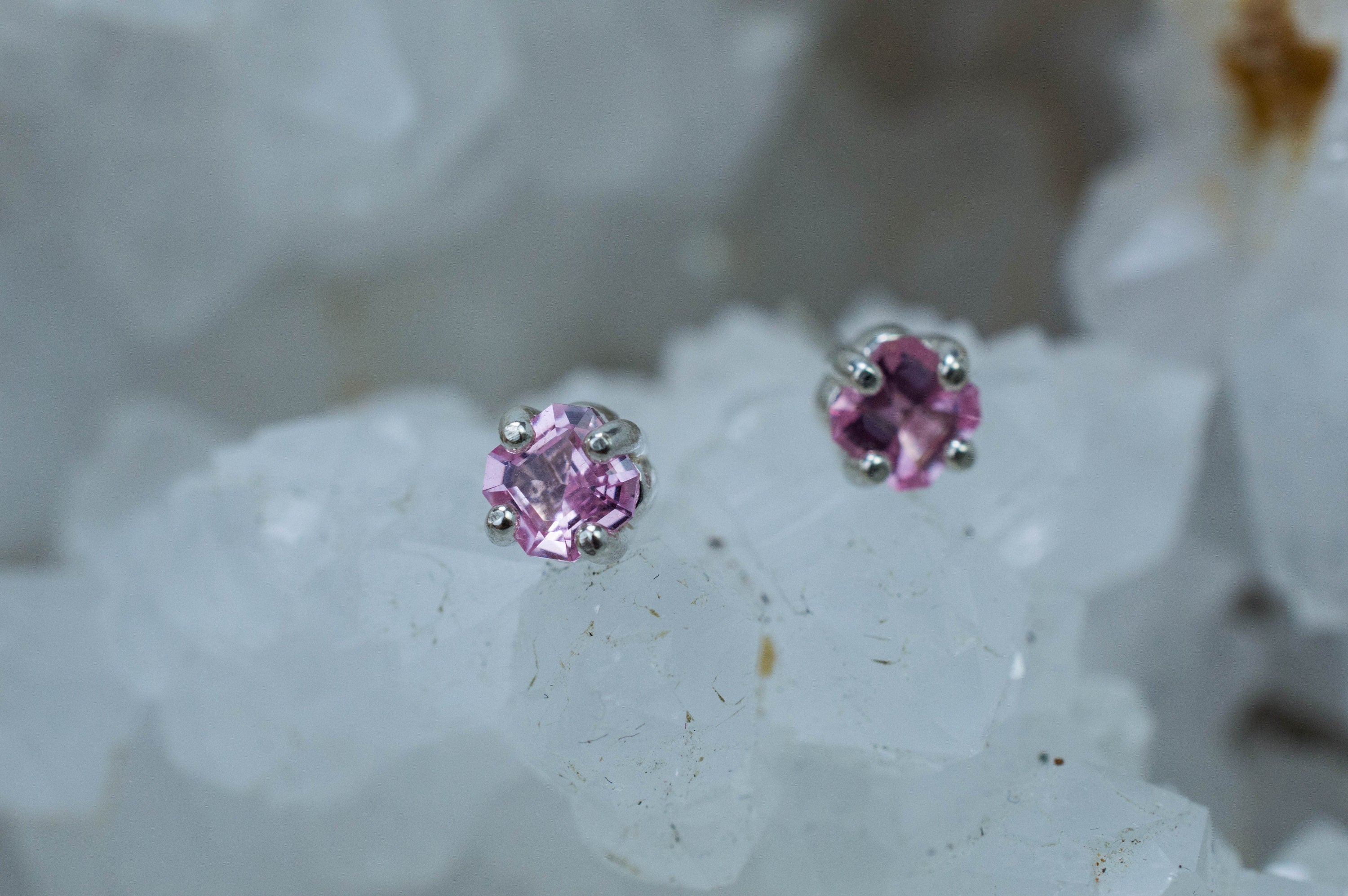 Pink Spinel Earrings; Natural Untreated Mozambique Spinel; 0.585cts