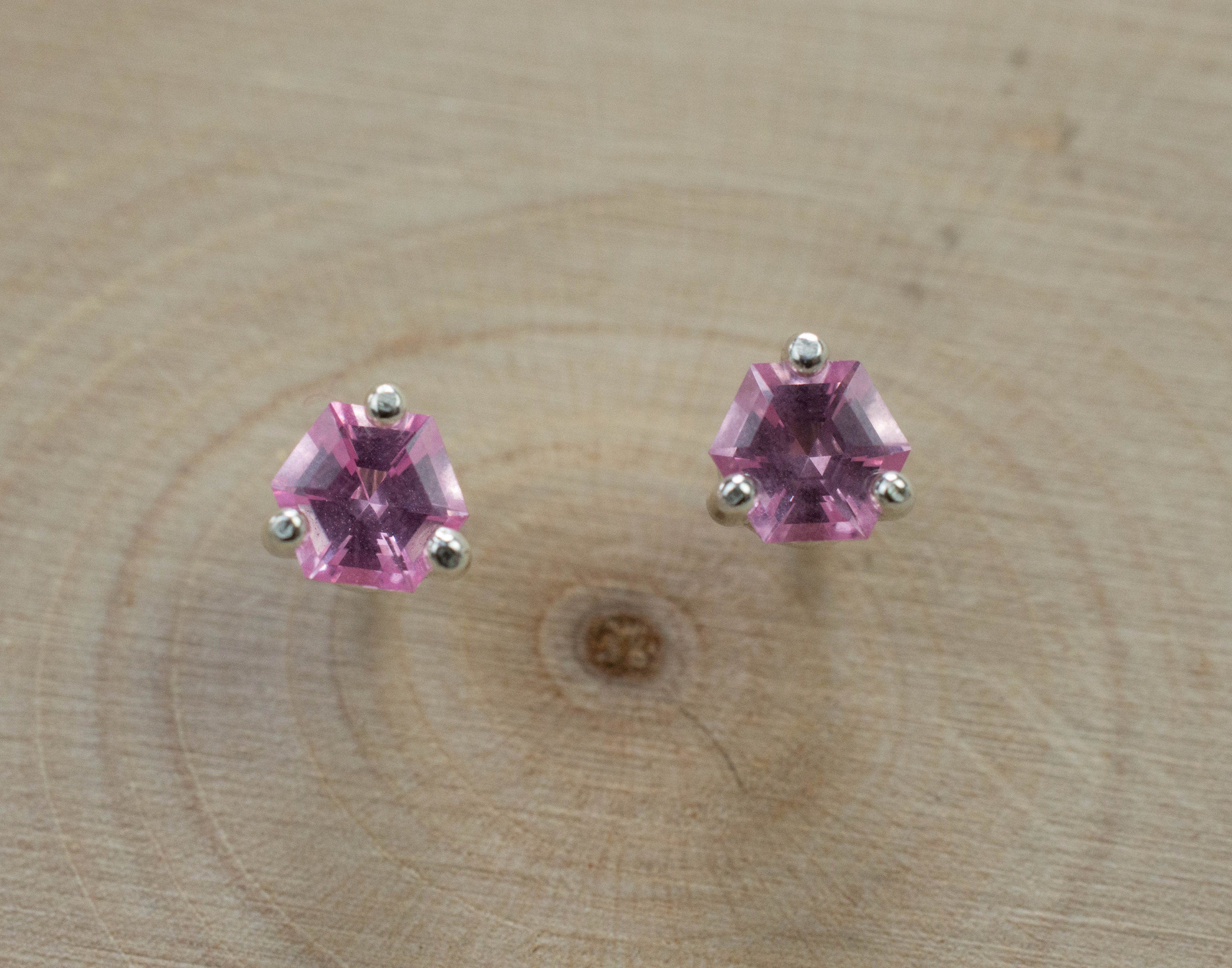 Pink Spinel Earrings; Natural Untreated Mozambique Spinel; 0.590cts