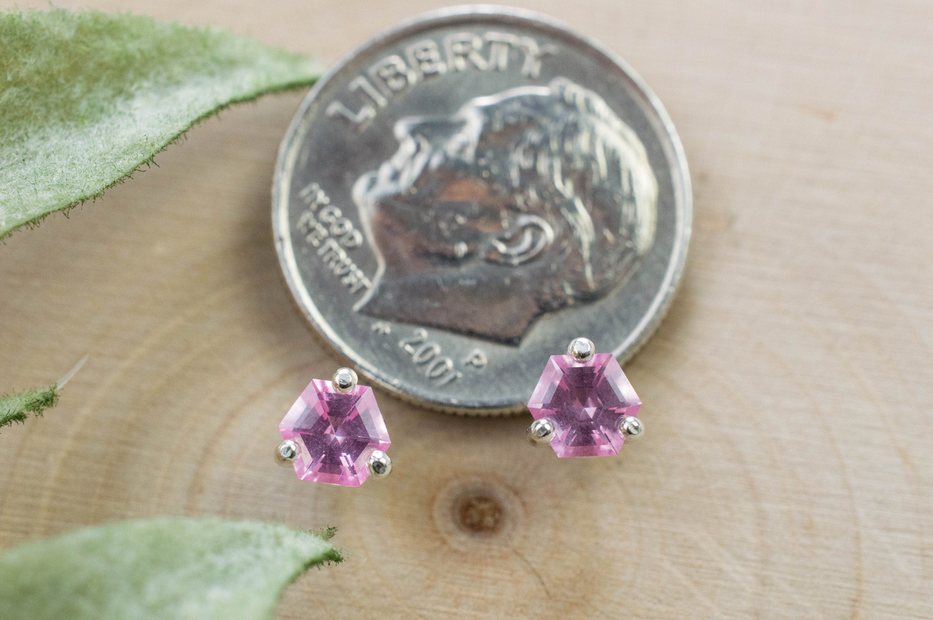 Pink Spinel Earrings; Natural Untreated Mozambique Spinel; 0.590cts