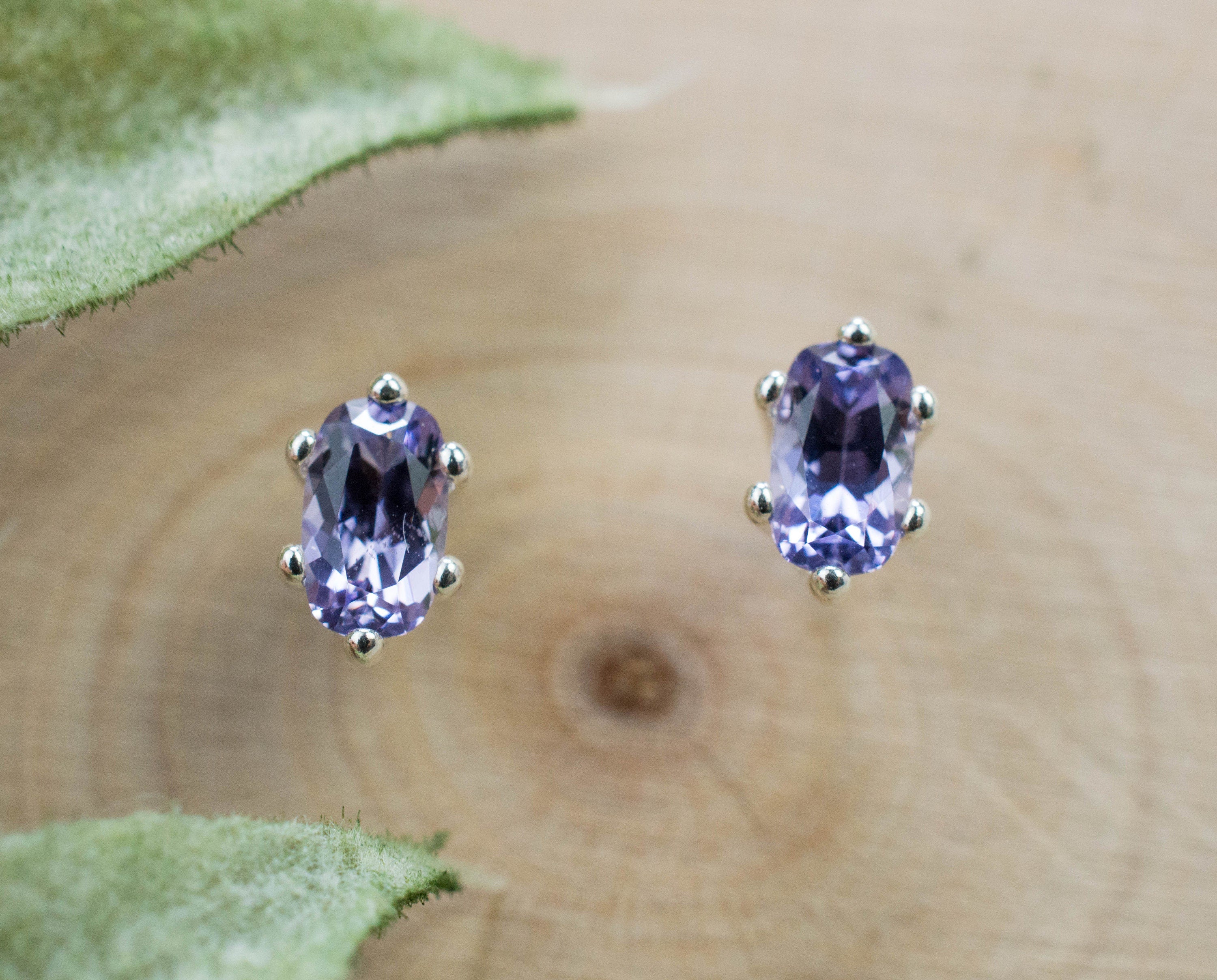 Purple Spinel Earrings; Natural Untreated Vietnam Lavender Spinel; 0.610cts