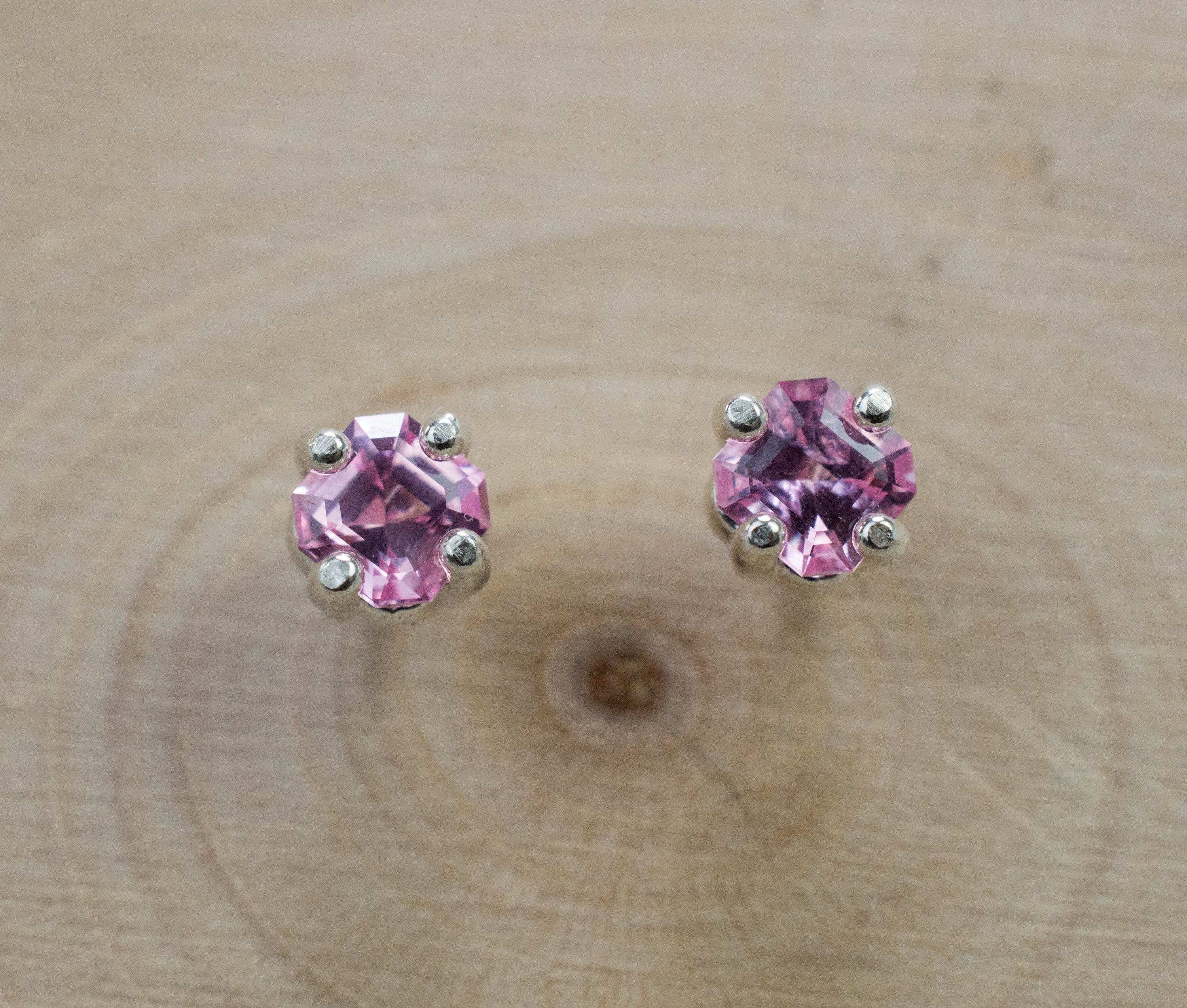 Pink Spinel Earrings; Natural Untreated Mozambique Spinel; 0.675cts