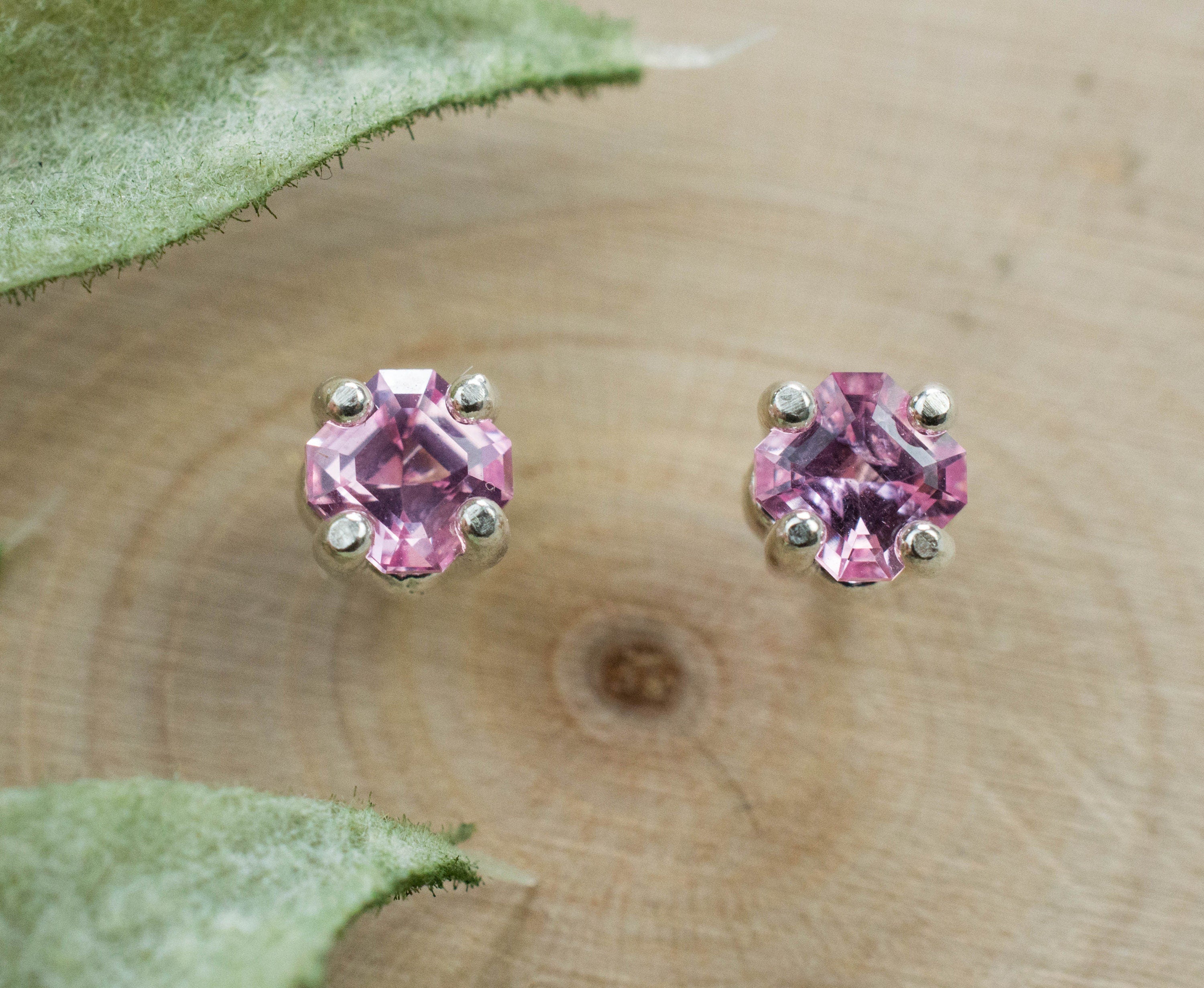 Pink Spinel Earrings; Natural Untreated Mozambique Spinel; 0.675cts