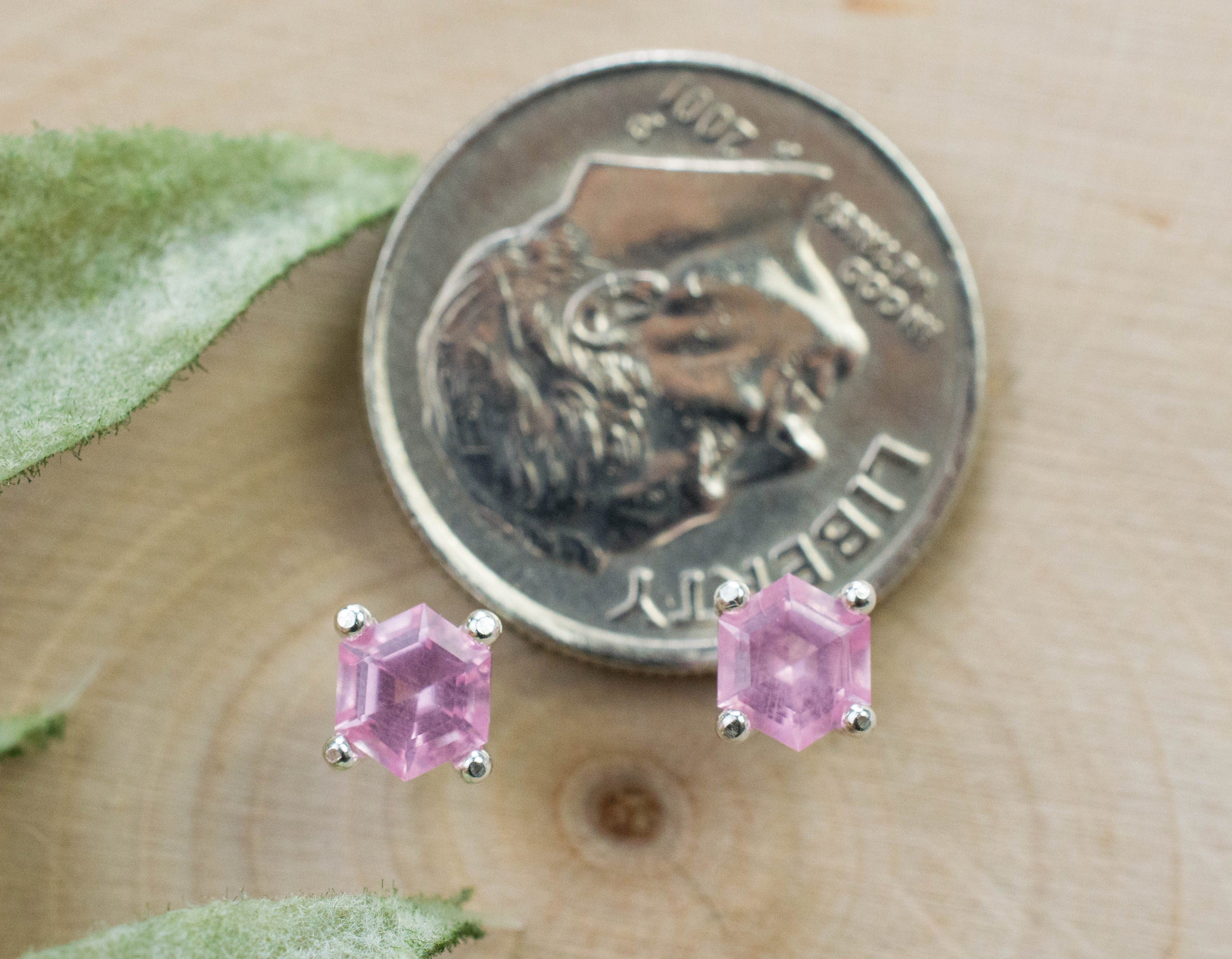 Pink Spinel Earrings; Natural Untreated Mozambique Spinel; 0.650cts