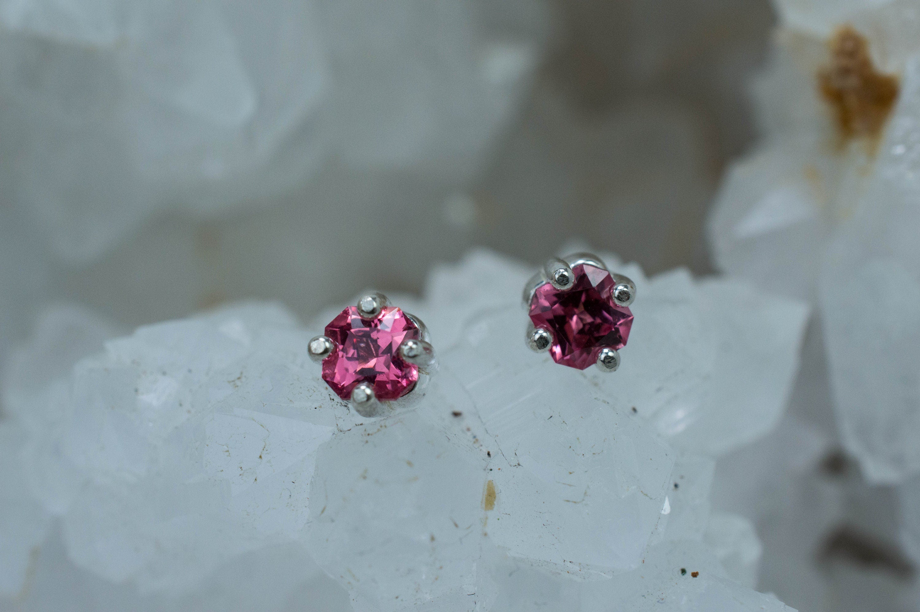 Pink Spinel Earrings; Natural Untreated Vietnam Spinel; 0.700cts