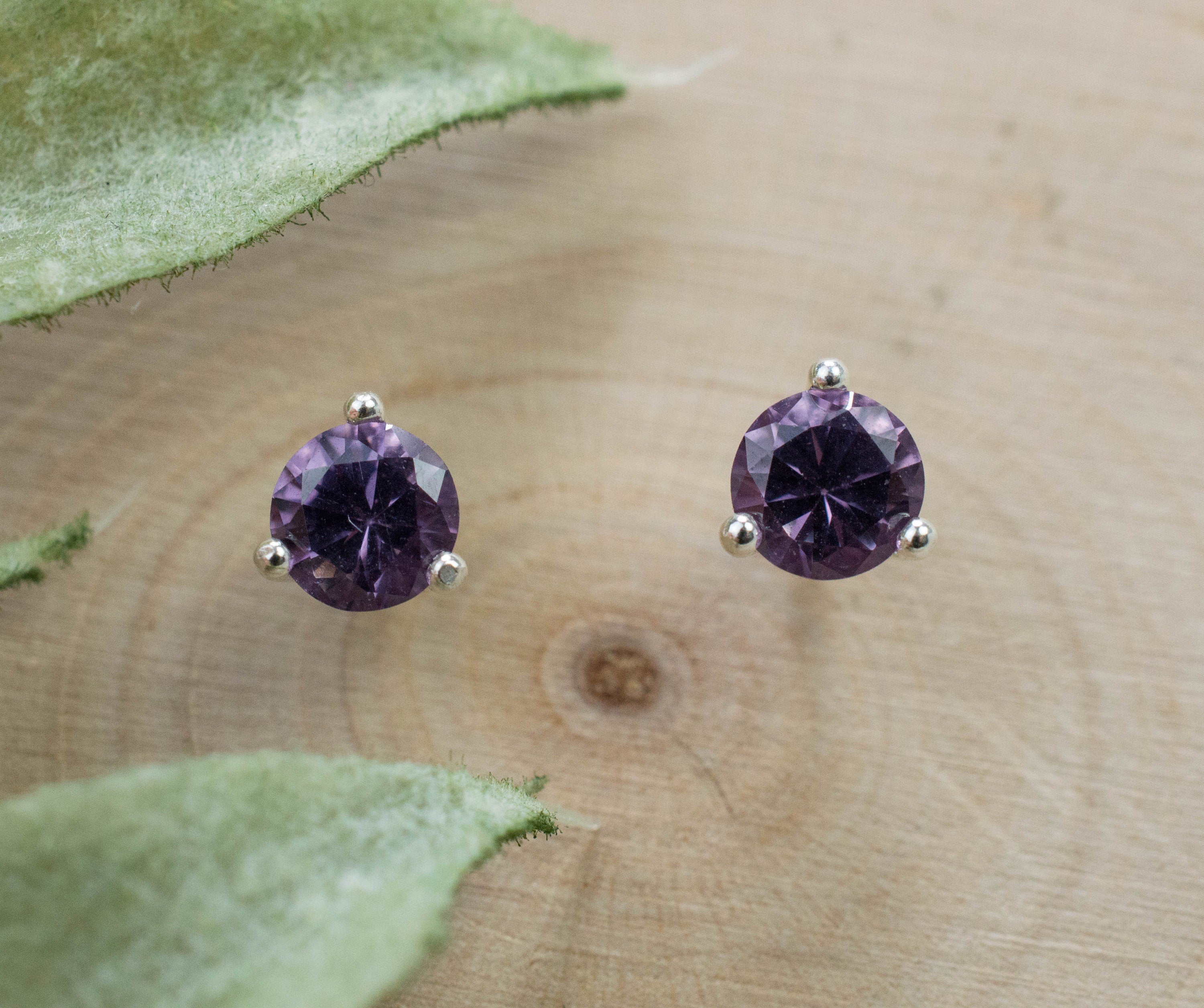 Purple Spinel Earrings; Genuine Untreated Sri Lanka Spinel; 0.745cts