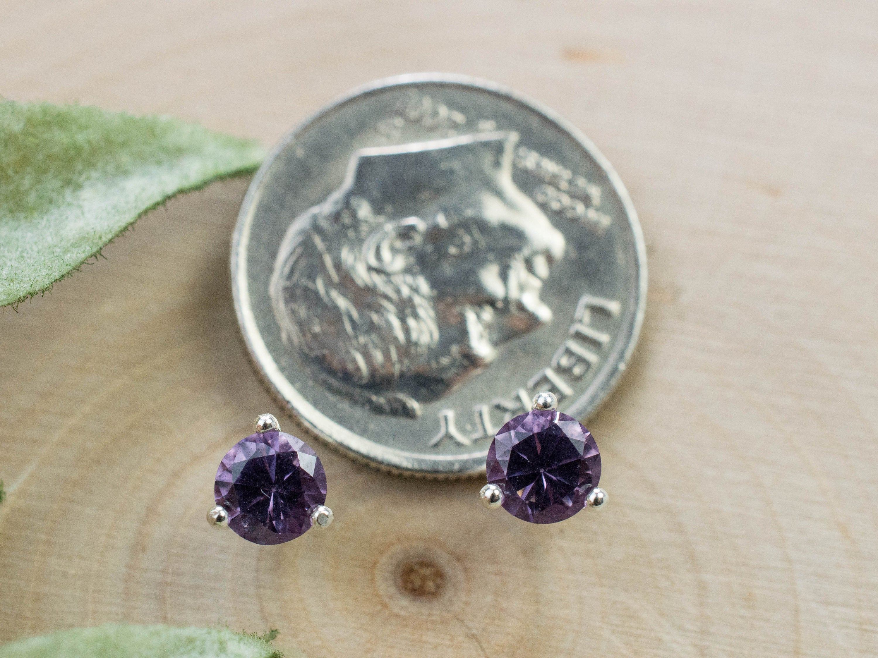 Purple Spinel Earrings; Genuine Untreated Sri Lanka Spinel; 0.745cts