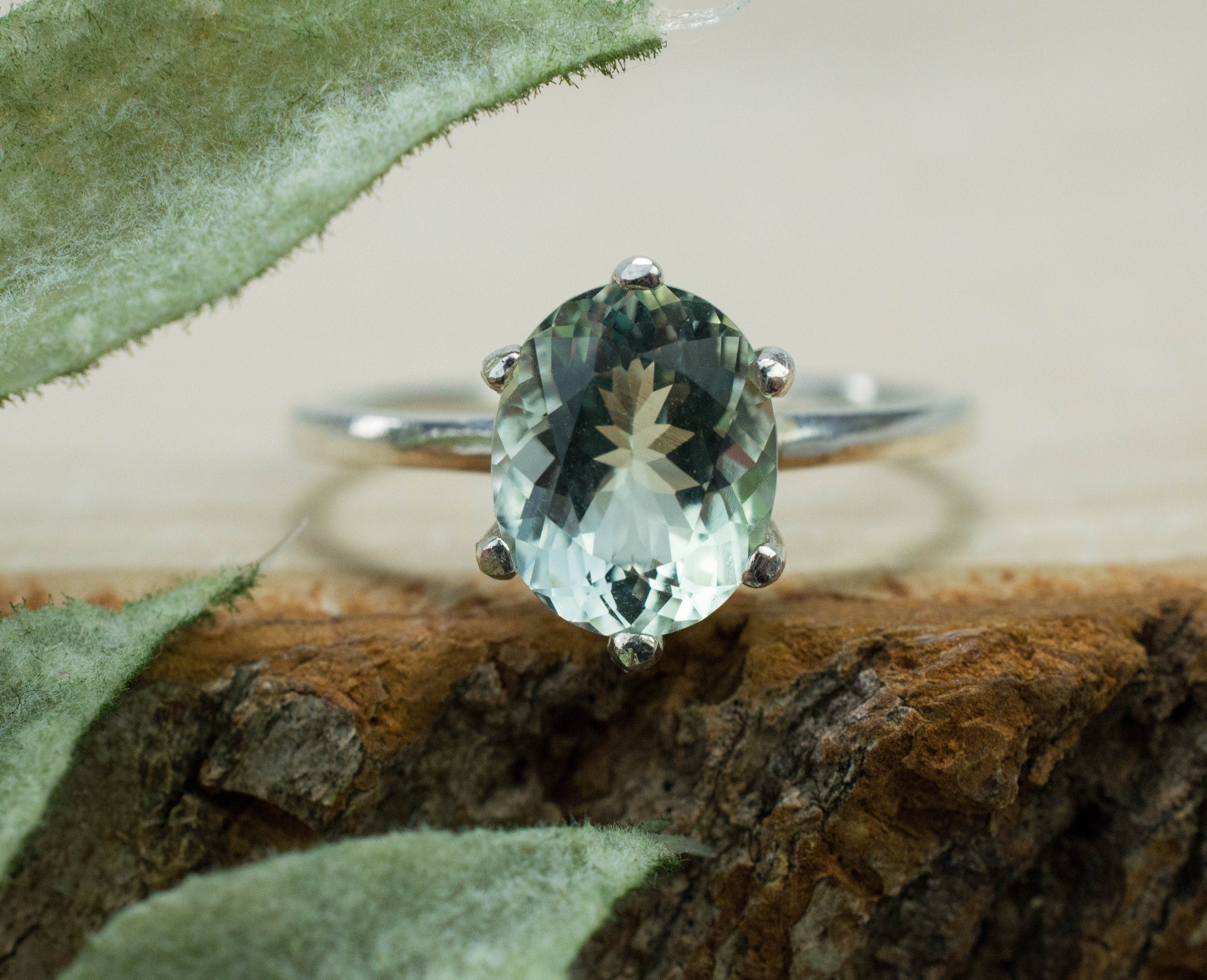 Prasiolite Ring, Natural Brazil Green Amethyst; 1.750cts