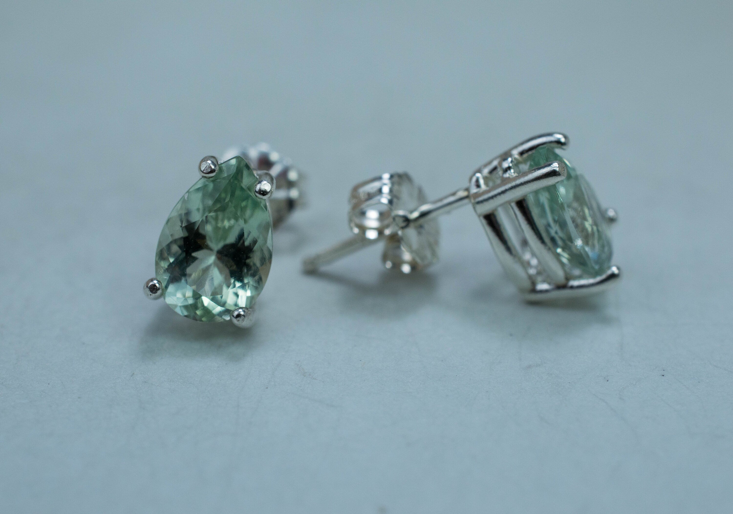 Prasiolite Earrings; Genuine Brazilian Green Amethyst; 2.215cts