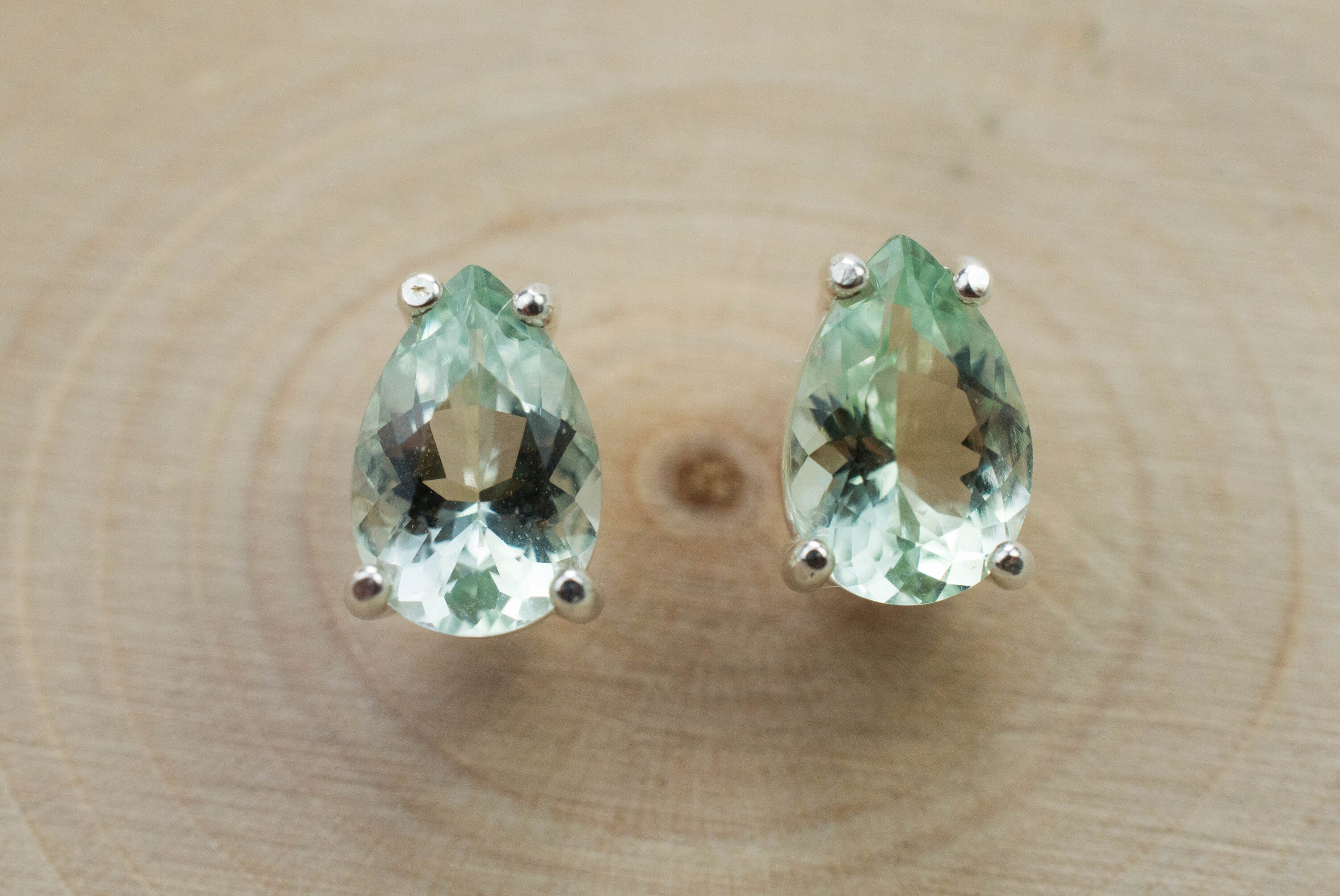 Prasiolite Earrings; Genuine Brazilian Green Amethyst; 2.215cts