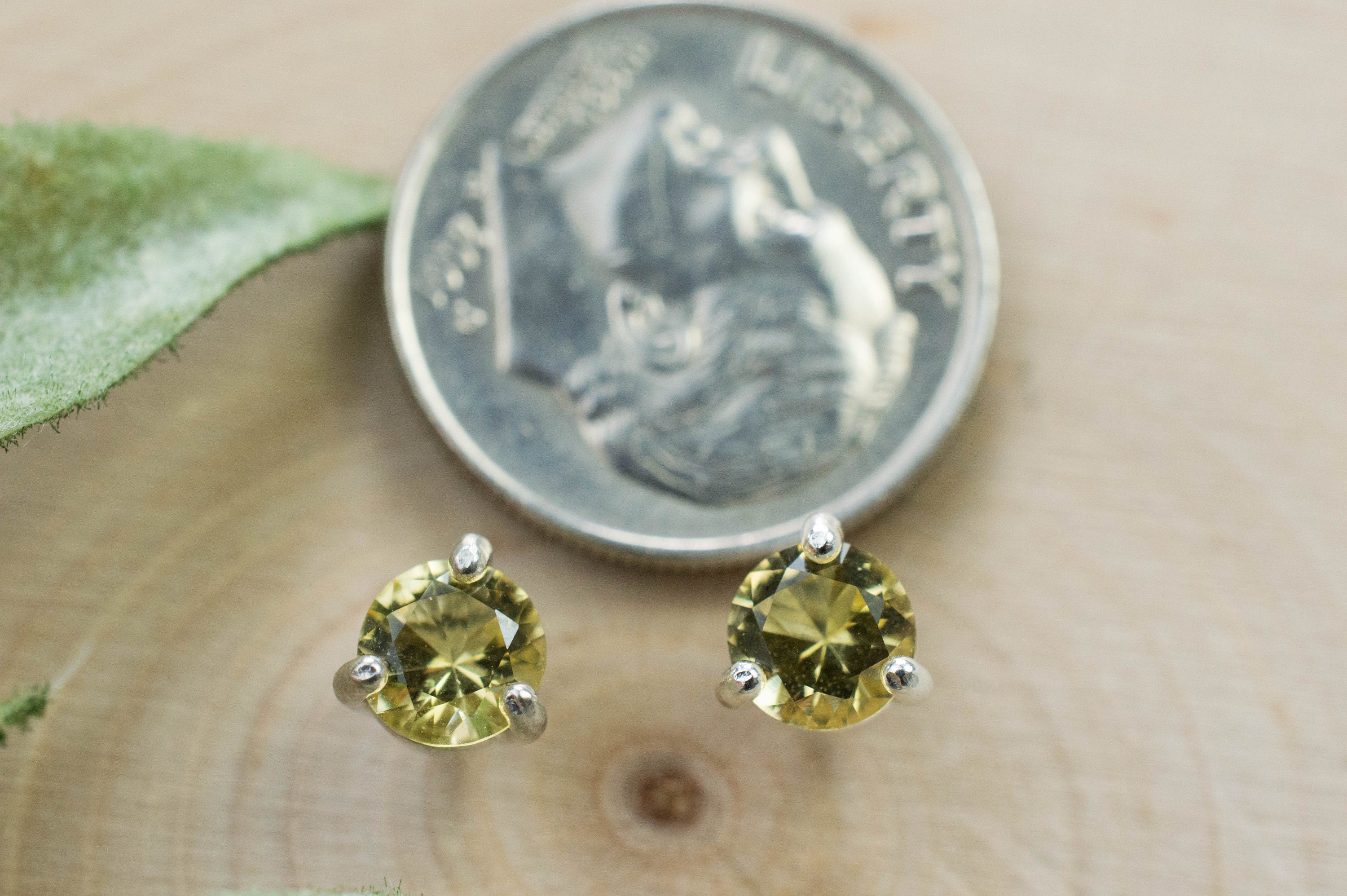 Heliodor Earrings, Natural Untreated Brazil Golden Beryl; 0.760cts