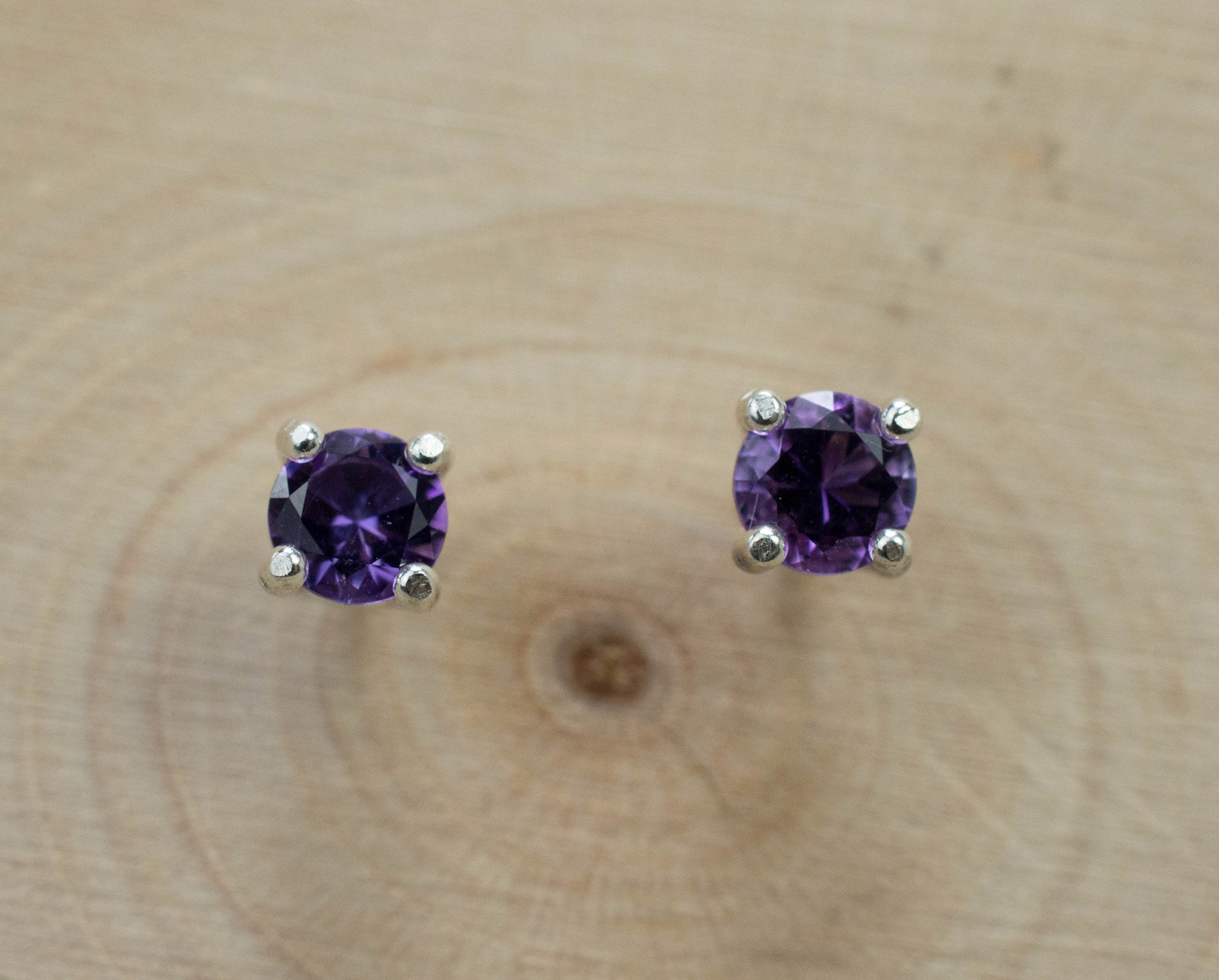 Amethyst Earrings, Natural Untreated Uruguay Amethyst; 0.410cts