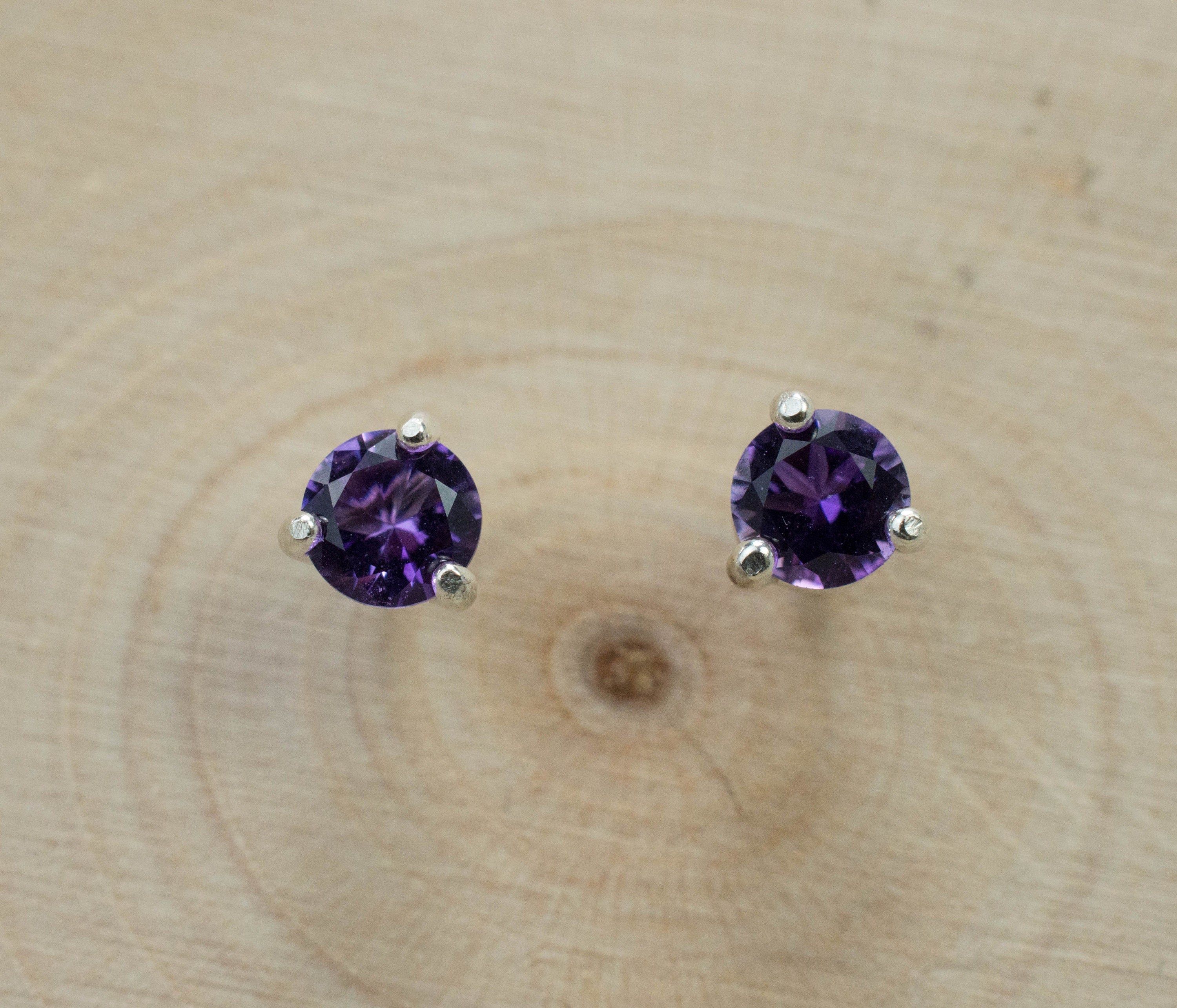 Amethyst Earrings, Natural Untreated Uruguay Amethyst; 0.420cts