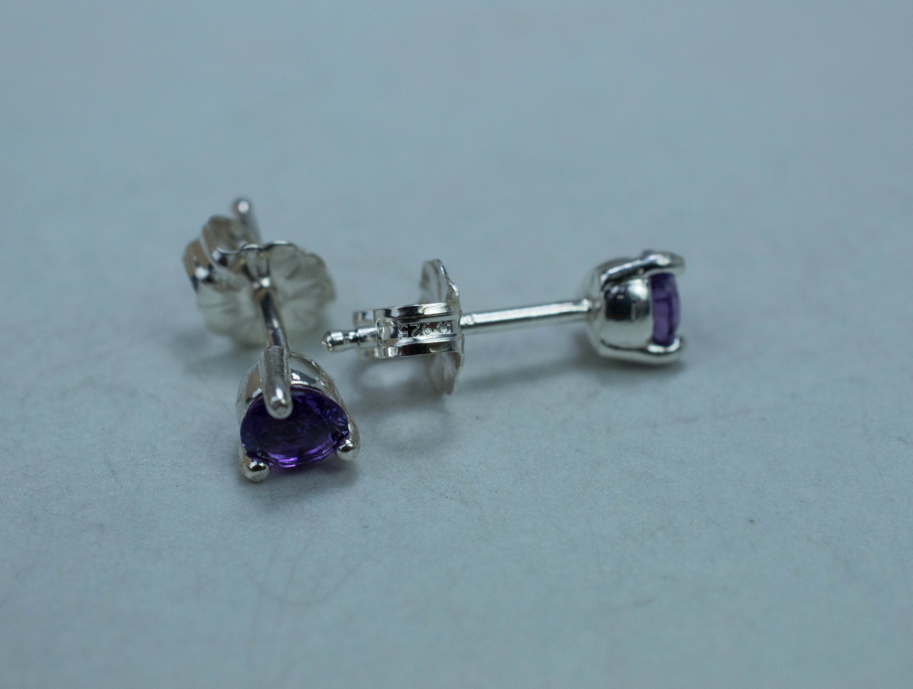 Amethyst Earrings, Natural Untreated Uruguay Amethyst; 0.420cts