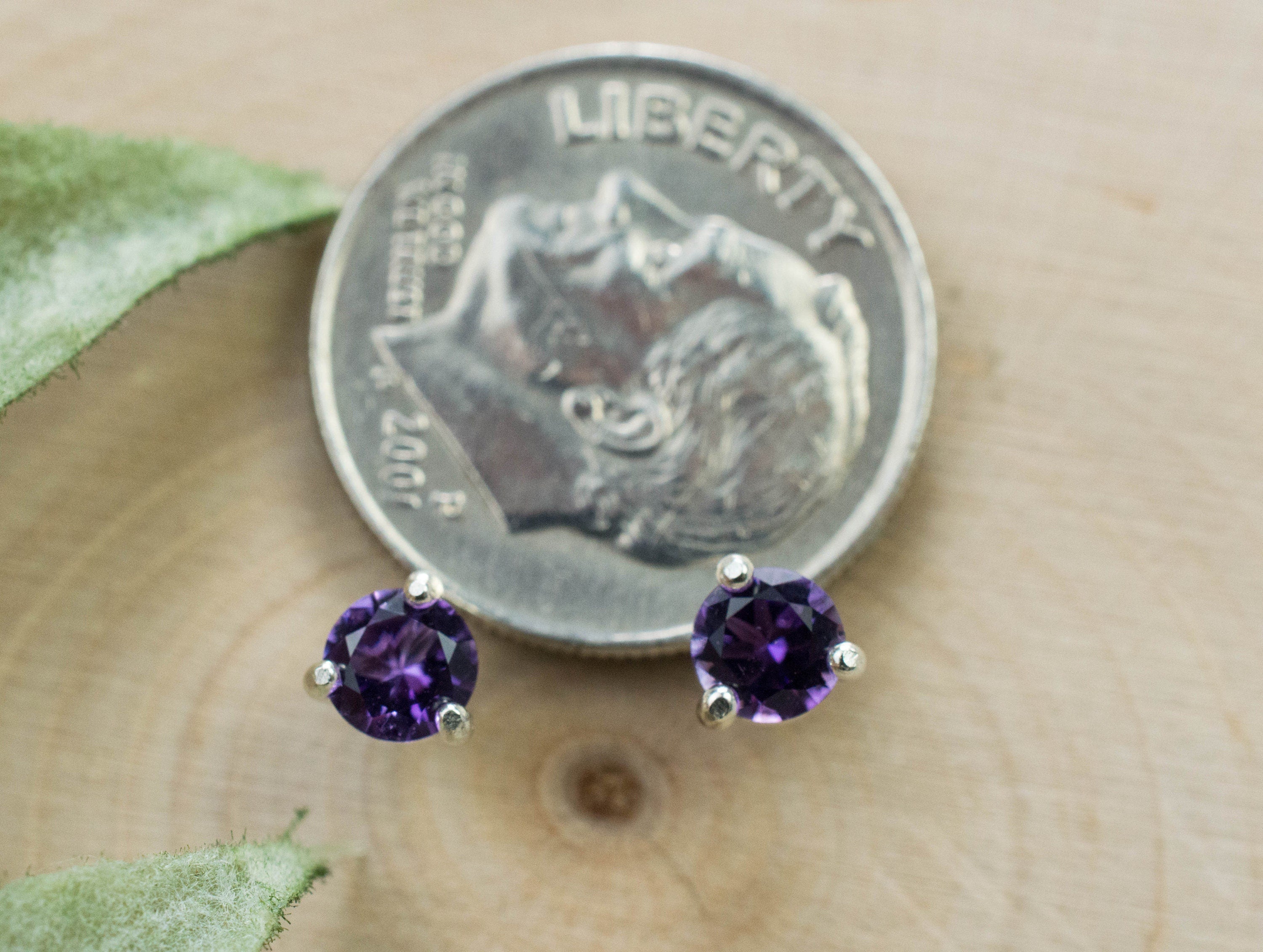 Amethyst Earrings, Natural Untreated Uruguay Amethyst; 0.420cts