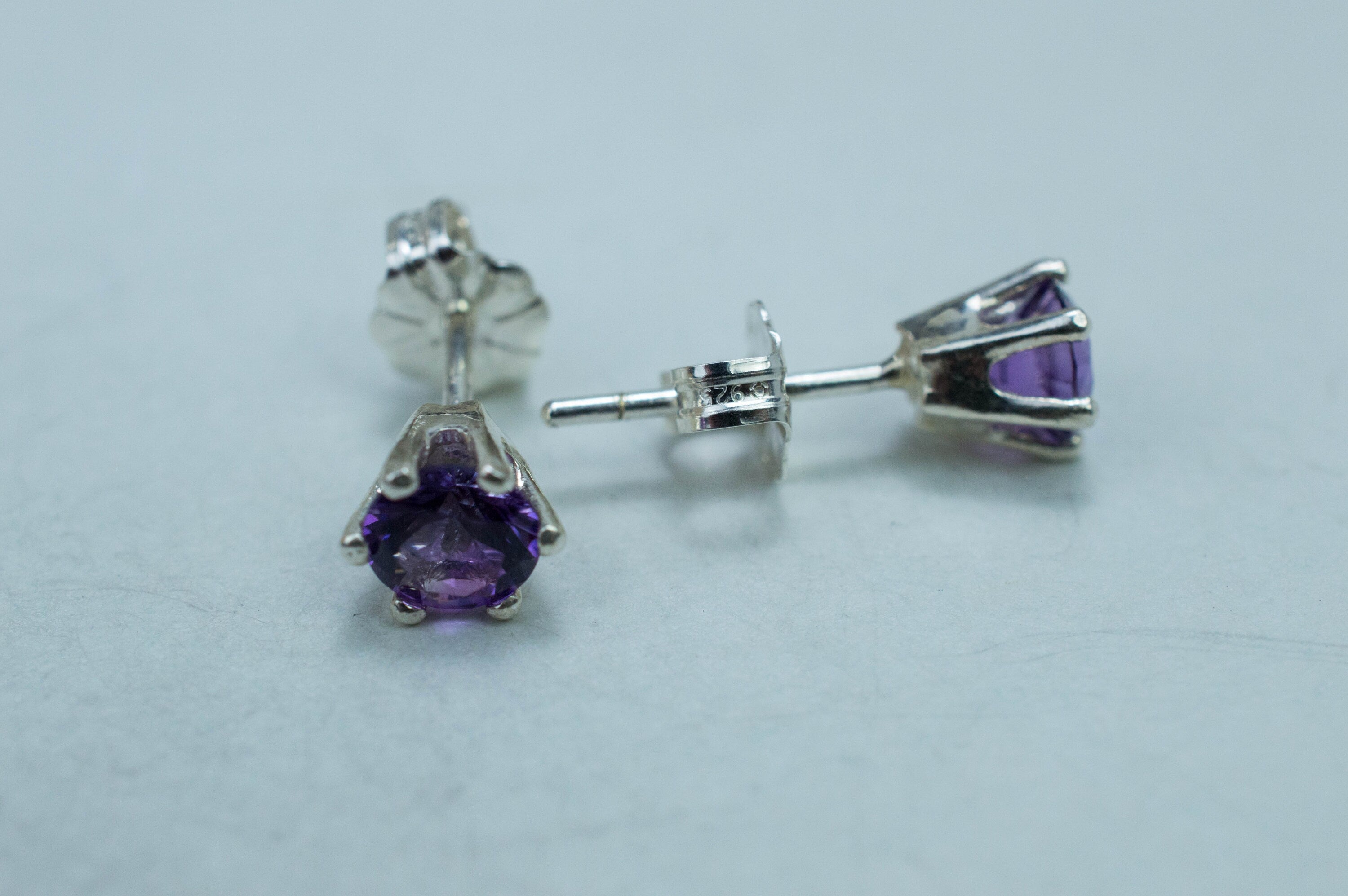 Amethyst Earrings, Natural Untreated Uruguay Amethyst; 0.770cts