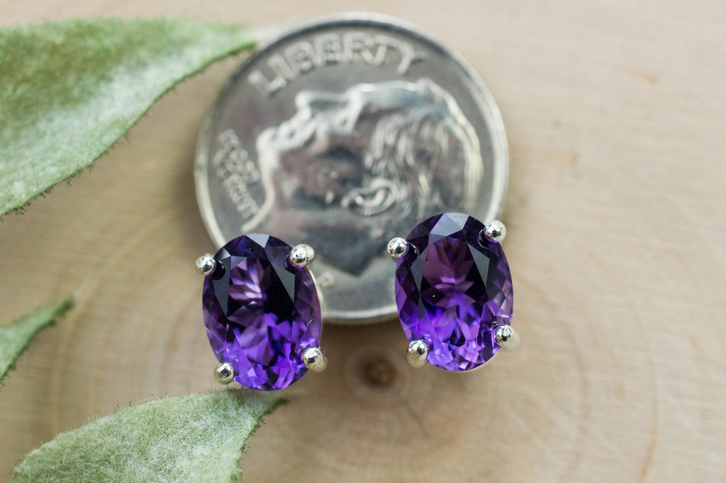 Amethyst Earrings, Natural Untreated Uruguay Amethyst; 2.295cts