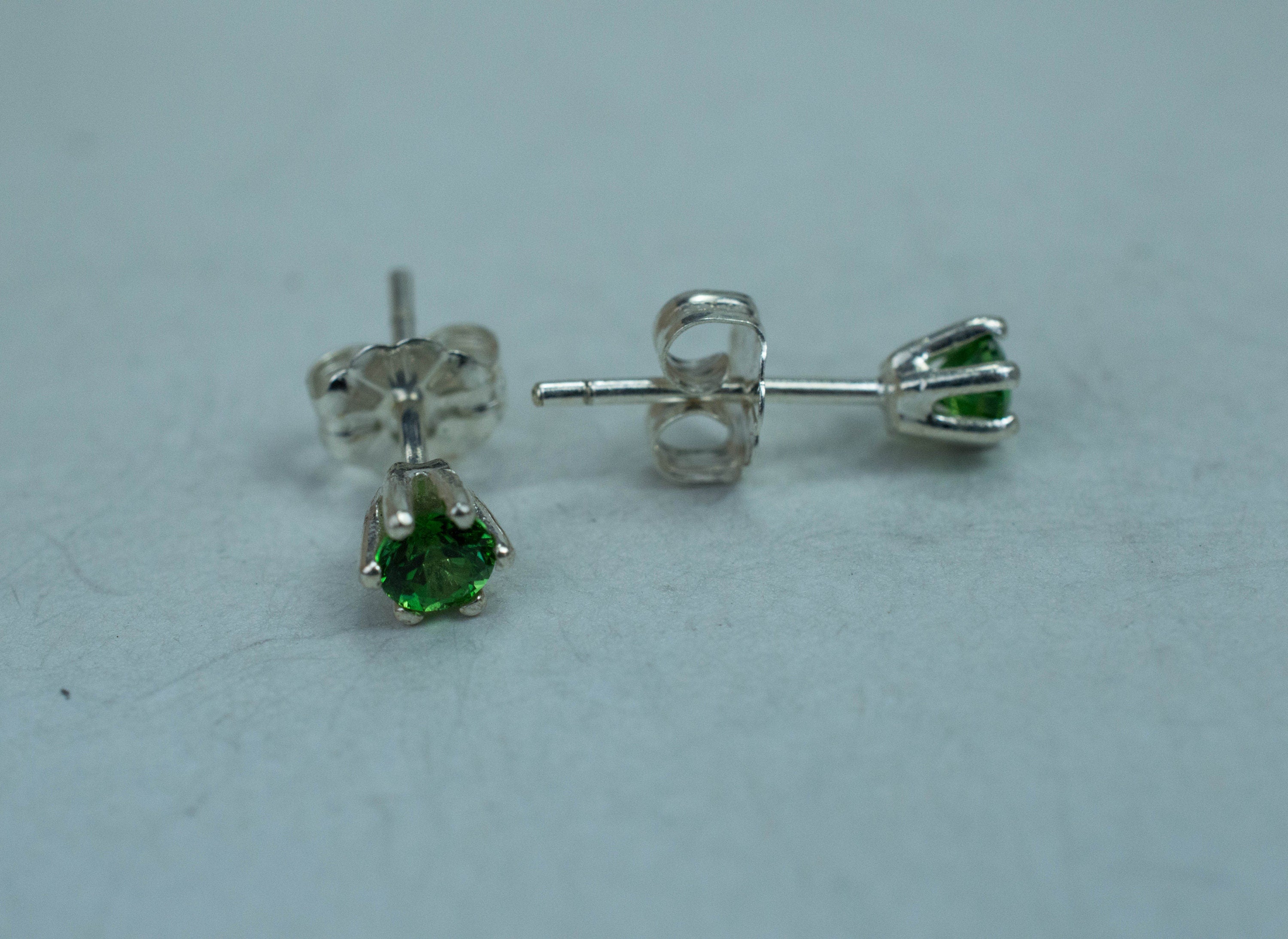 Tsavorite Garnet Earrings; Natural Untreated Kenyan Garnet; 0.470cts - Mark Oliver Gems