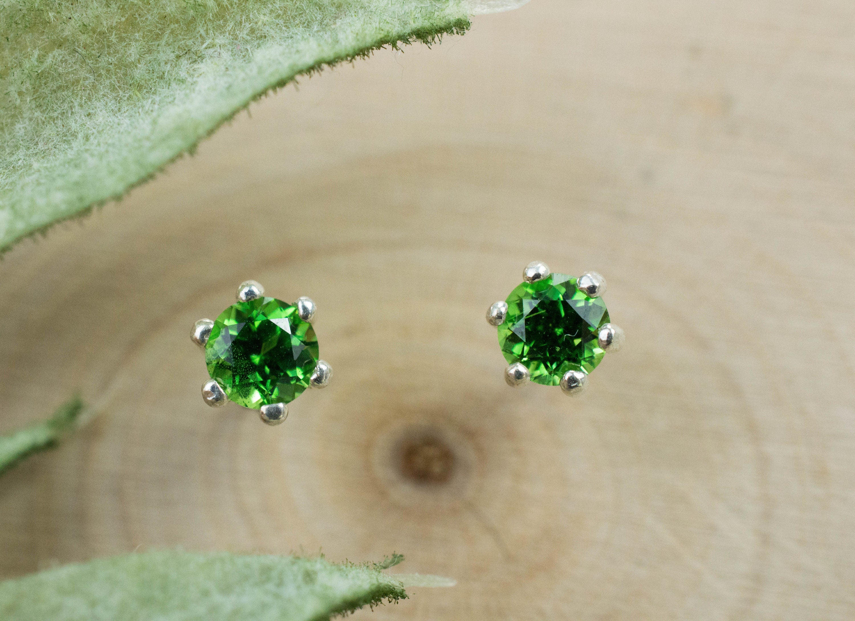 Tsavorite Garnet Earrings; Natural Untreated Kenyan Garnet; 0.470cts - Mark Oliver Gems