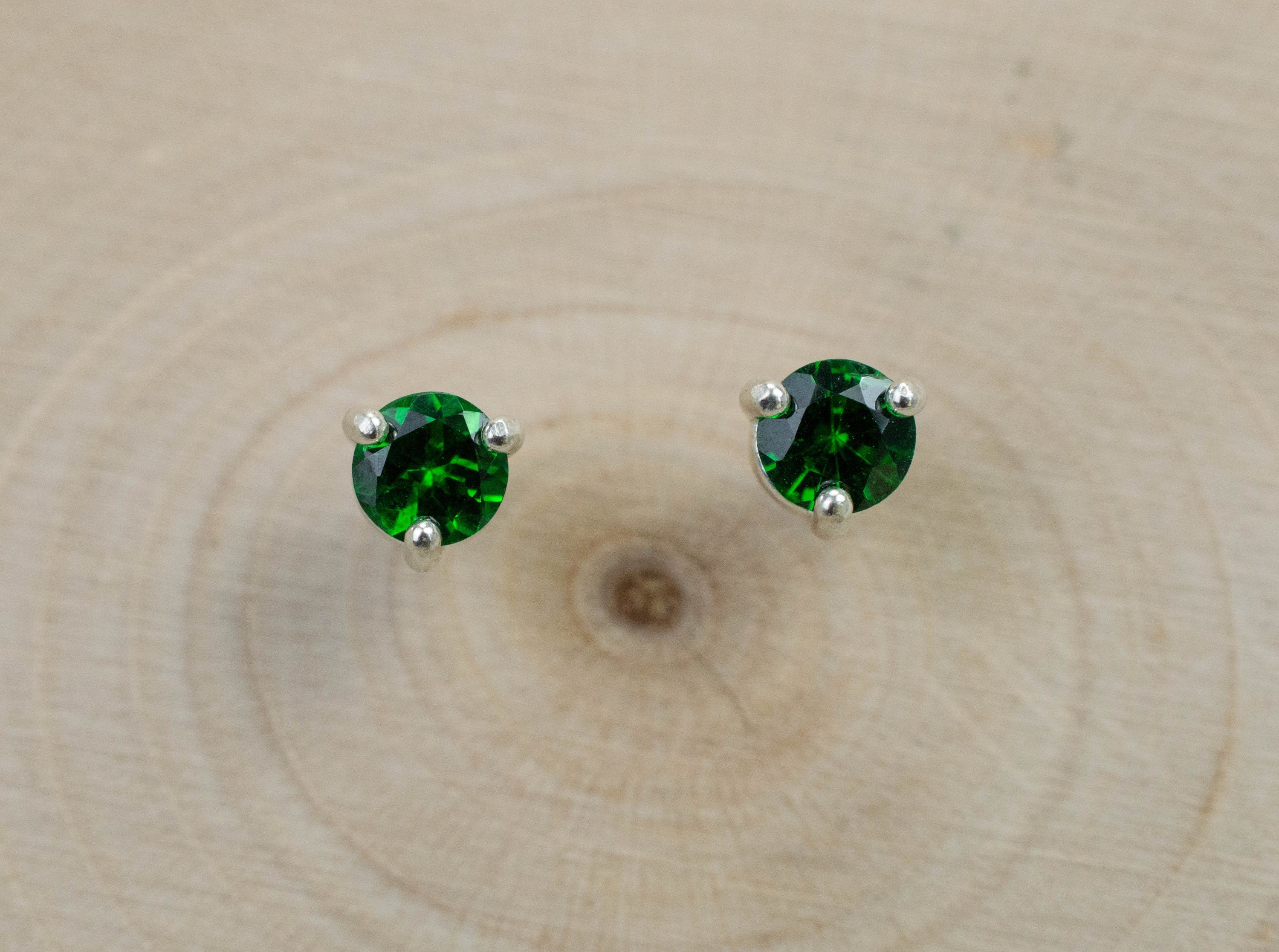 Tsavorite Garnet Earrings; Natural Untreated Tanzanian Garnet; 0.480cts - Mark Oliver Gems