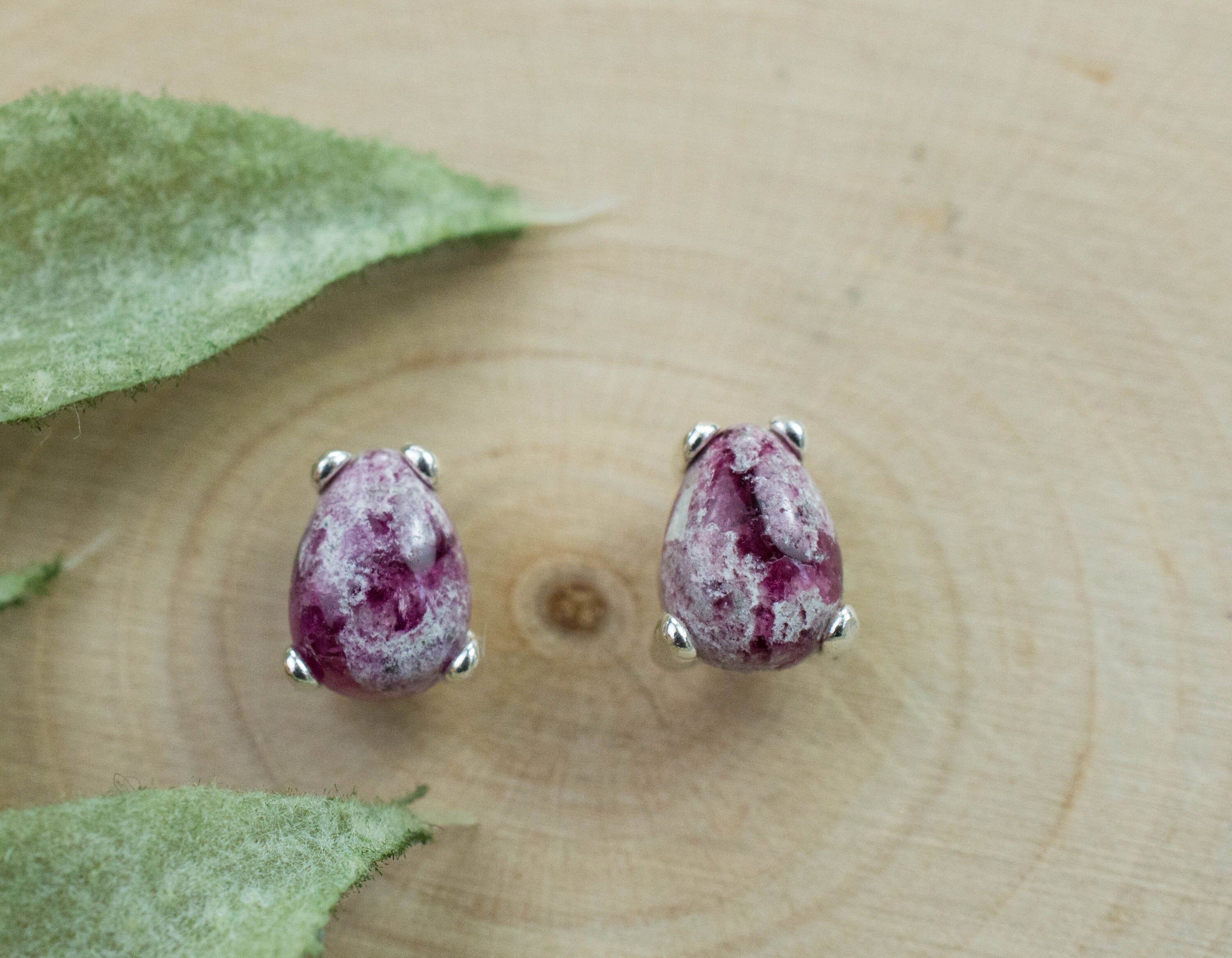 Bixbite Earrings; Natural and Untreated USA Bixbite in Matrix; 1.475cts