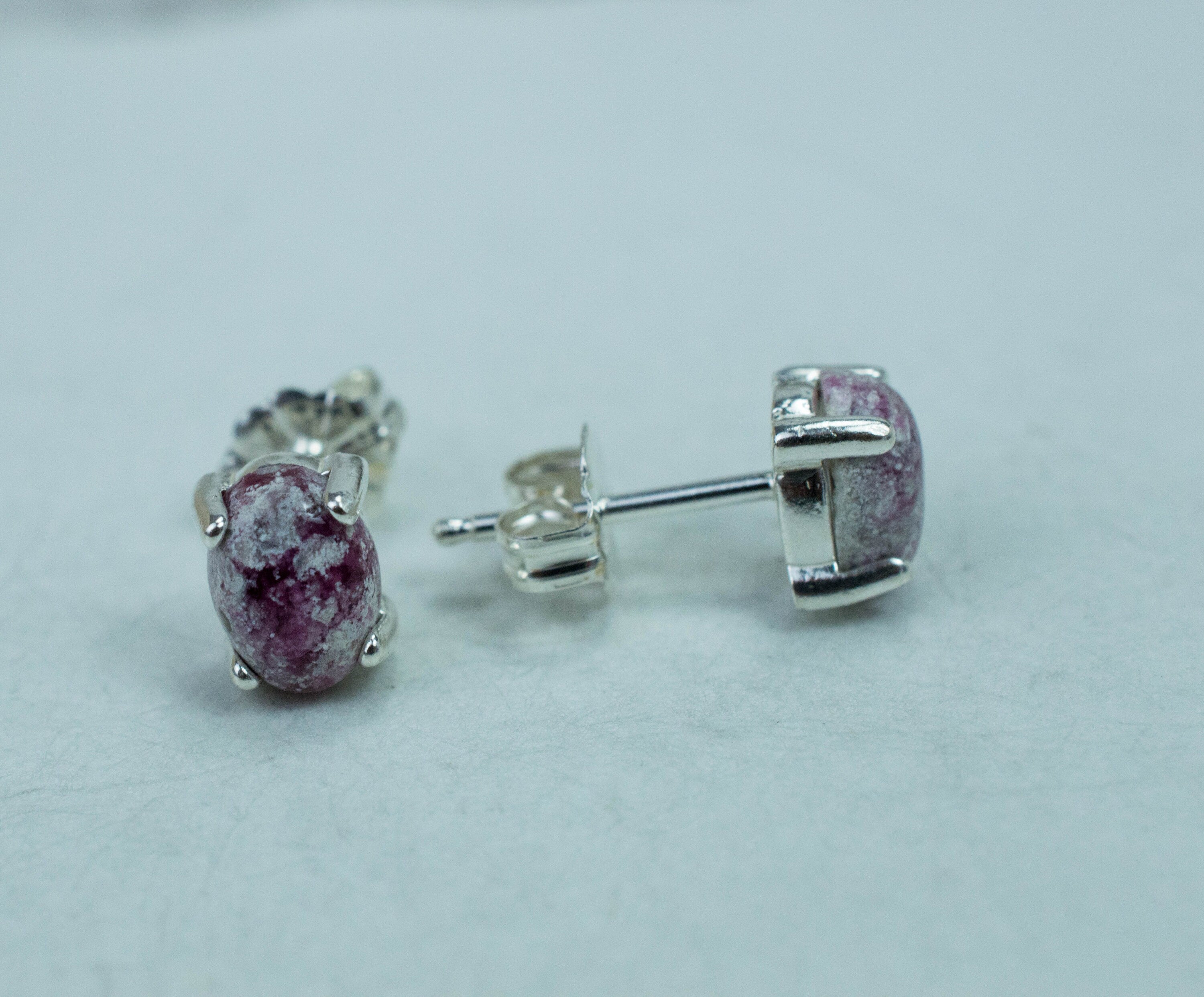 Bixbite Earrings; Natural and Untreated USA Bixbite in Matrix; 1.570cts - Mark Oliver Gems