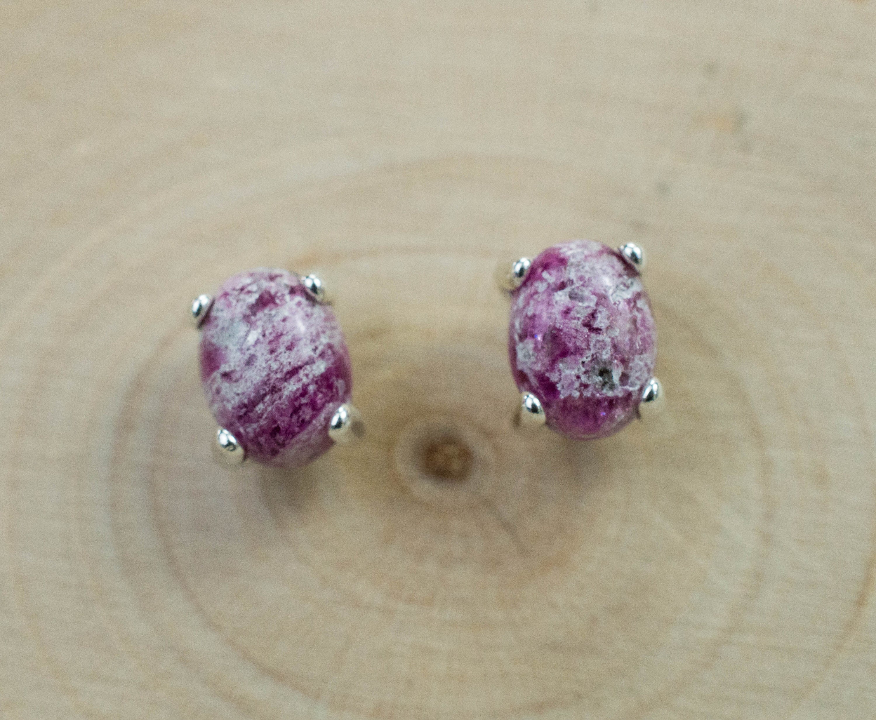 Bixbite Earrings; Natural and Untreated USA Bixbite in Matrix; 1.535cts - Mark Oliver Gems