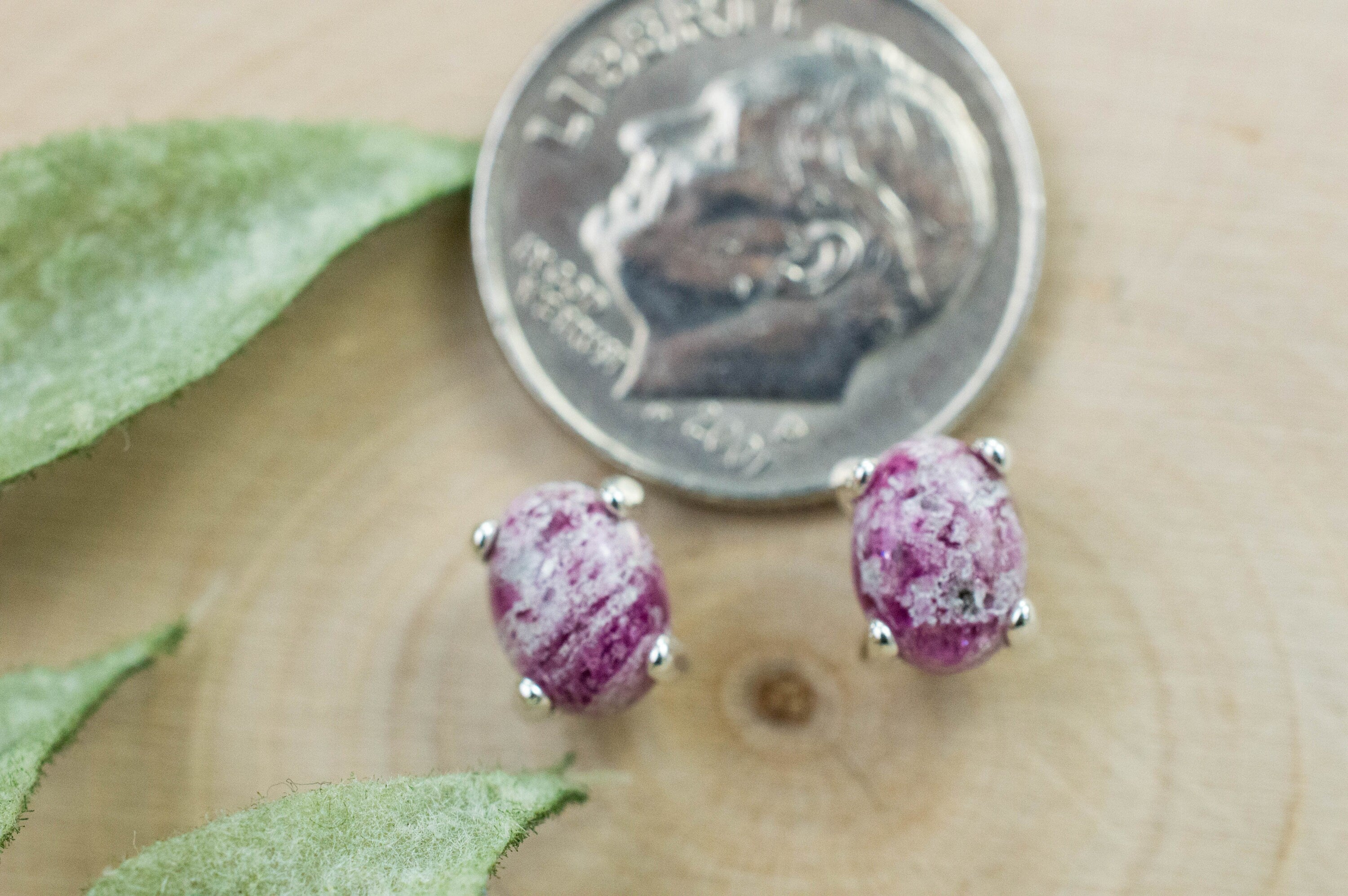 Bixbite Earrings; Natural and Untreated USA Bixbite in Matrix; 1.535cts - Mark Oliver Gems