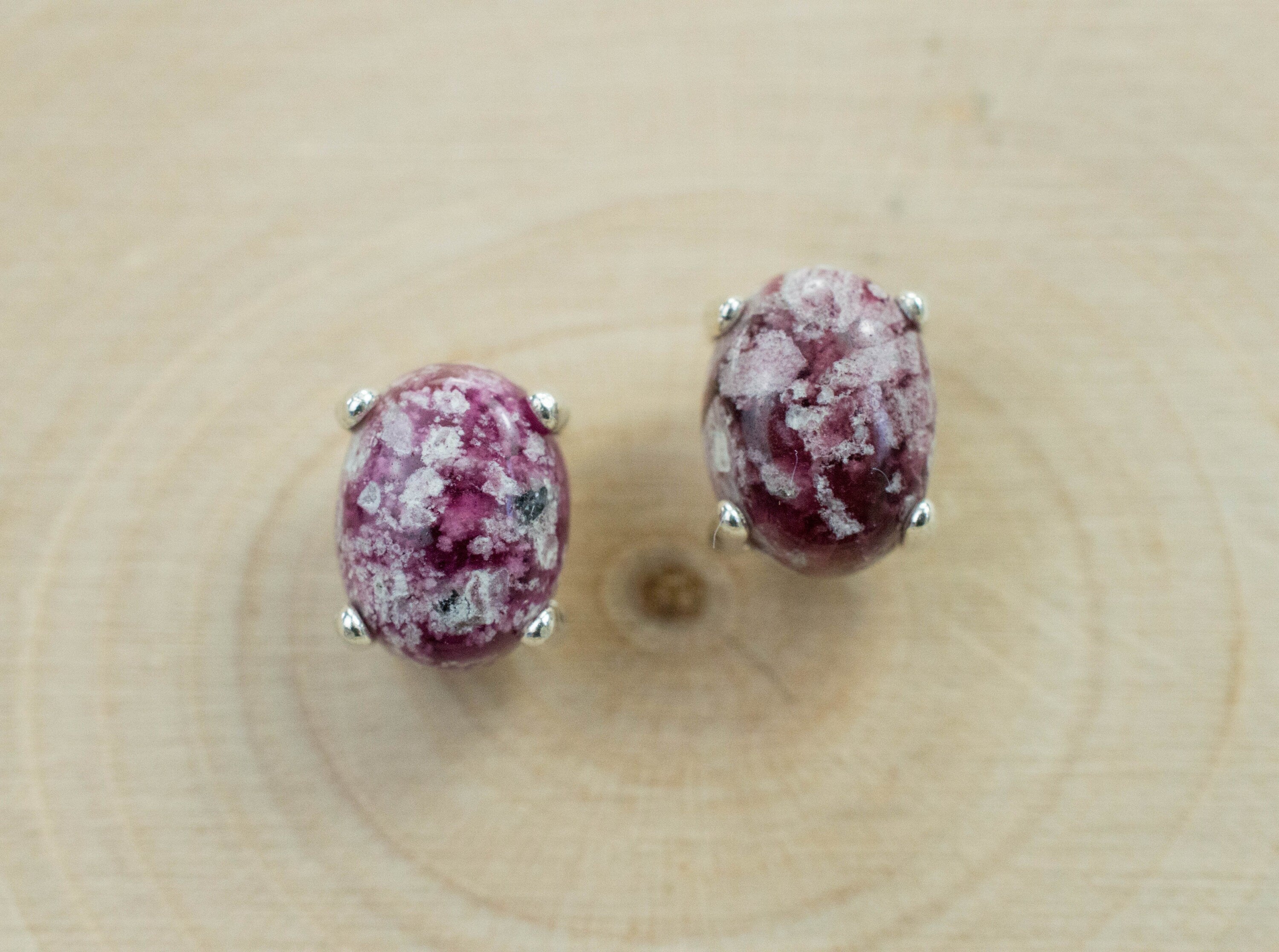 Bixbite Earrings; Natural and Untreated USA Bixbite in Matrix; 2.635cts - Mark Oliver Gems