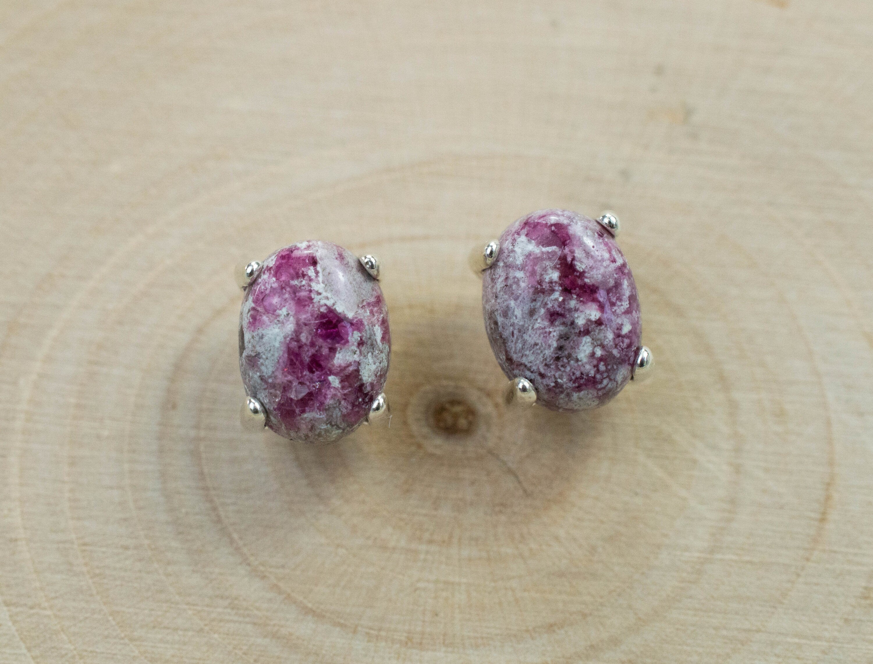 Bixbite Earrings; Natural and Untreated USA Bixbite in Matrix; 2.325cts - Mark Oliver Gems