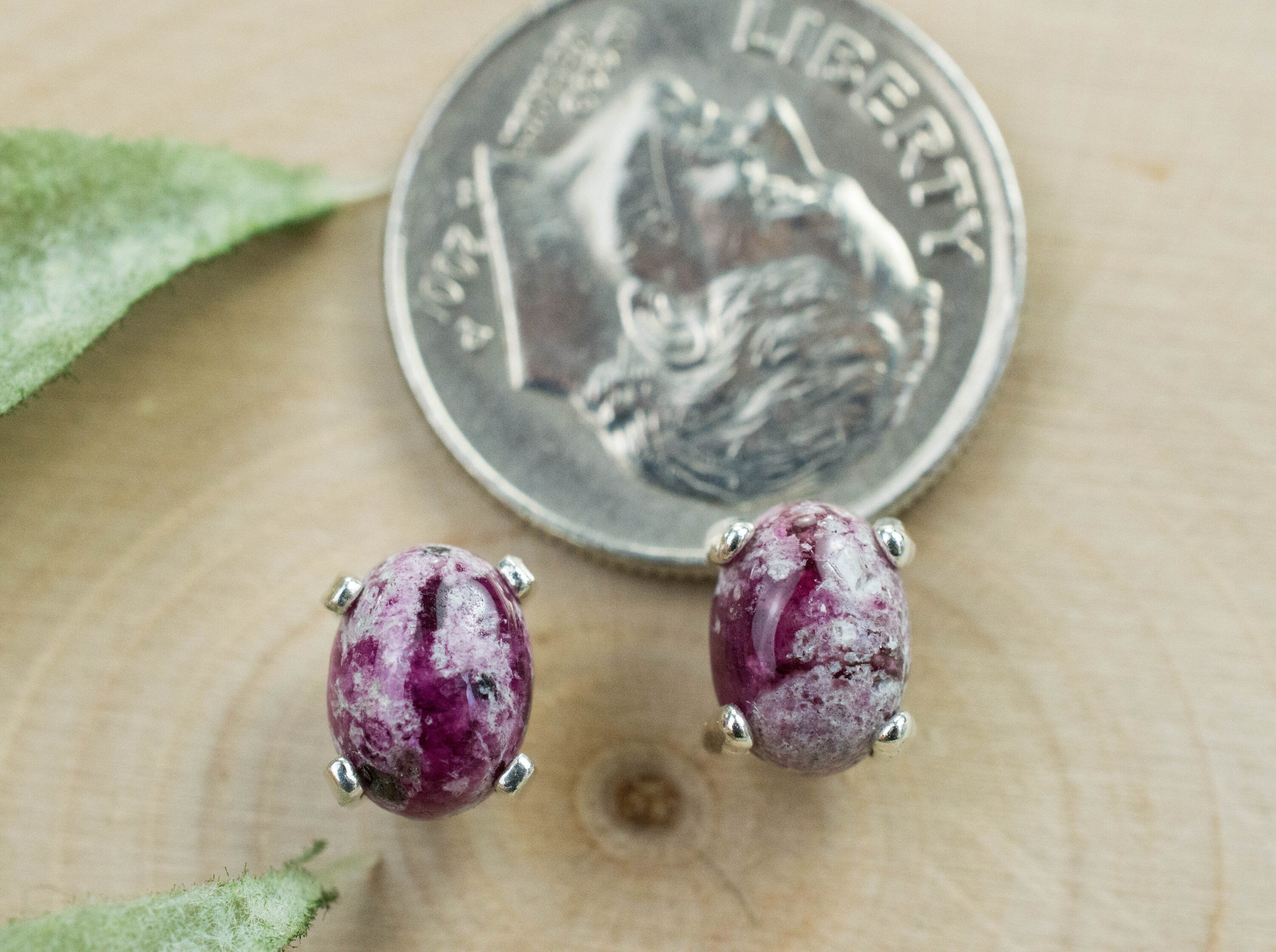 Bixbite Earrings; Natural and Untreated USA Bixbite in Matrix; 1.705cts - Mark Oliver Gems