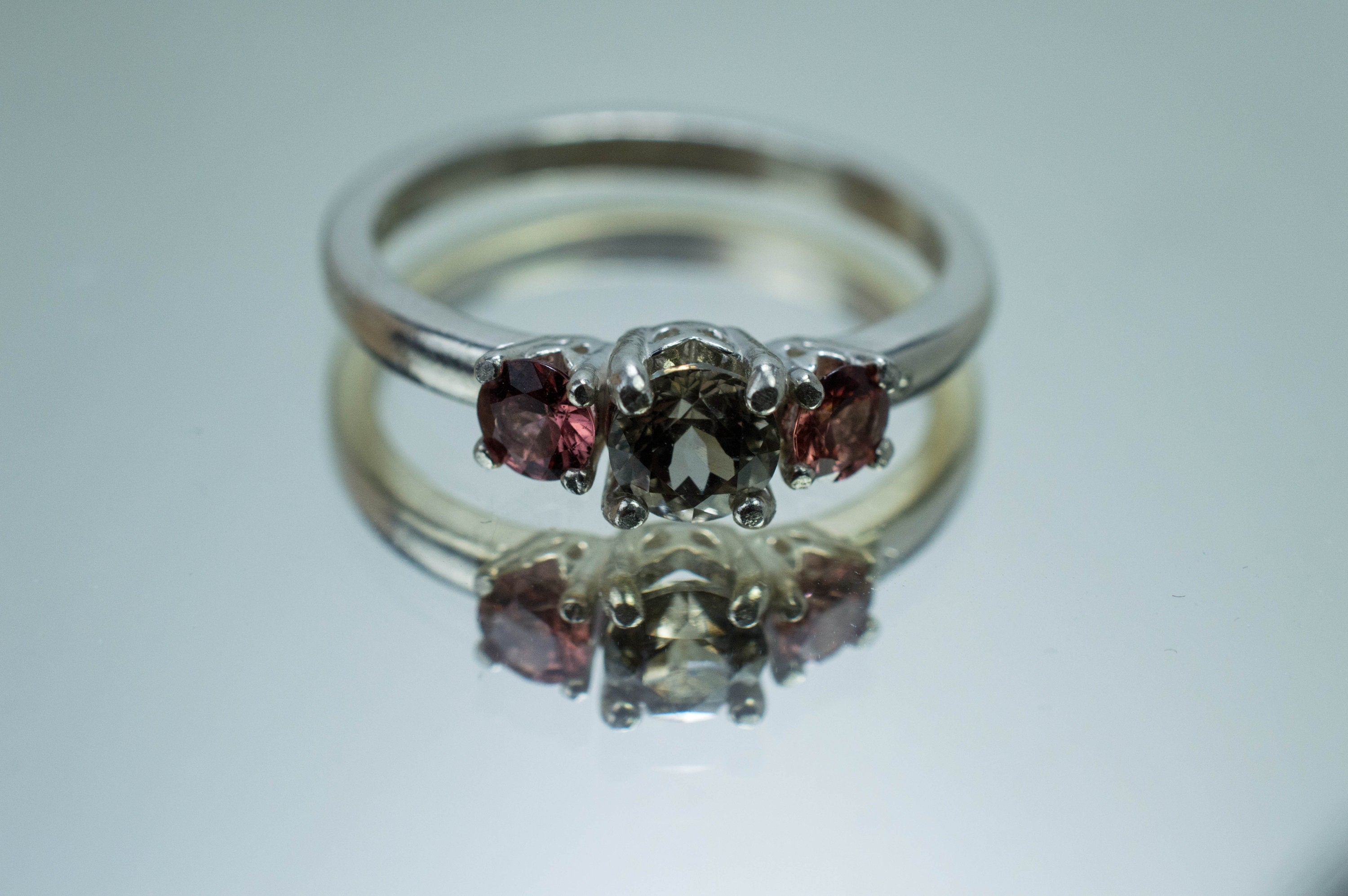 Zoisite and Rhodolite Garnet Ring, Genuine Untreated Pakistan Zoisite and NC Rhodolite