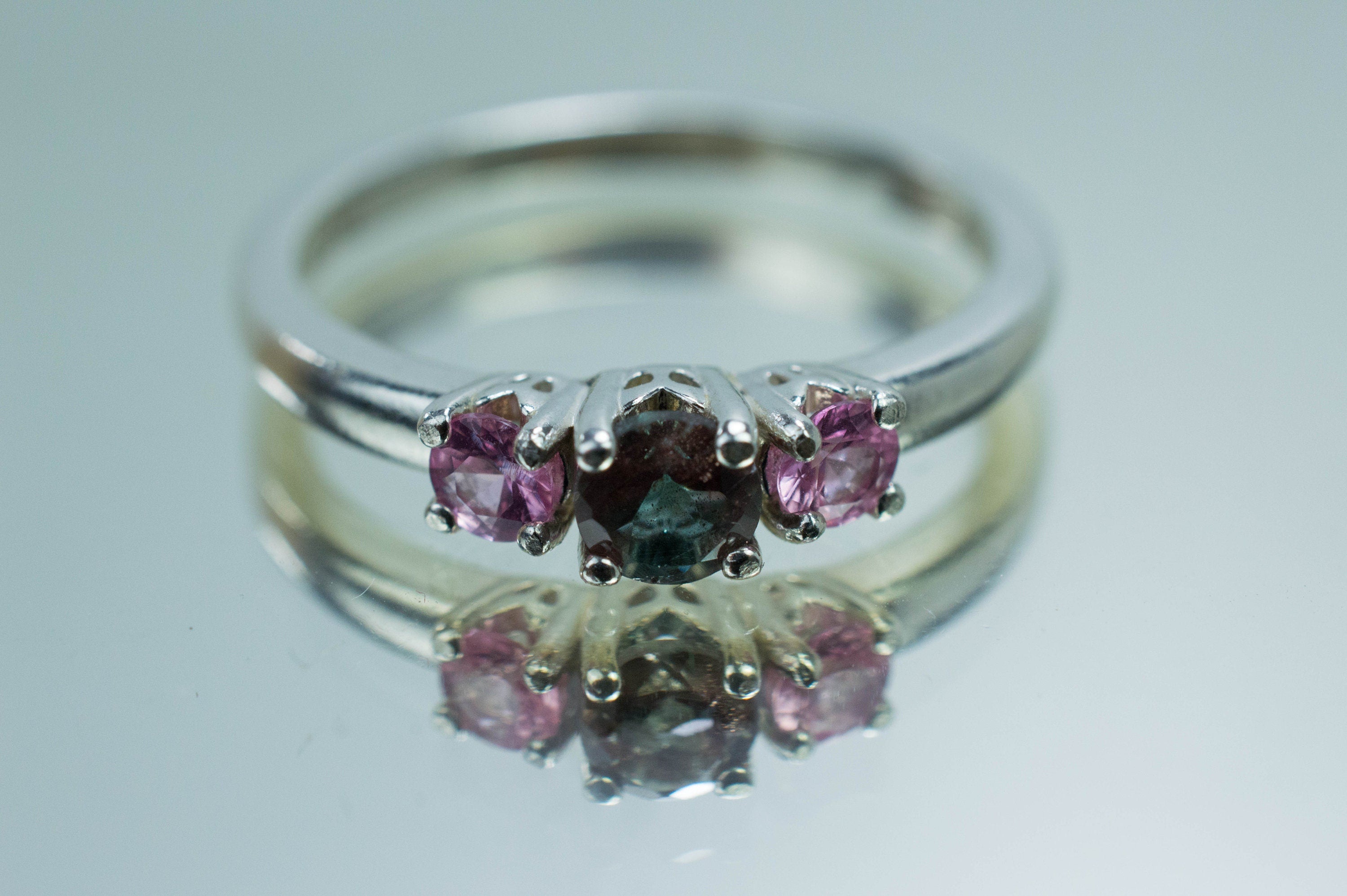 Oregon Sunstone and Pink Spinel Ring, Genuine Untreated Sunstone and Spinel