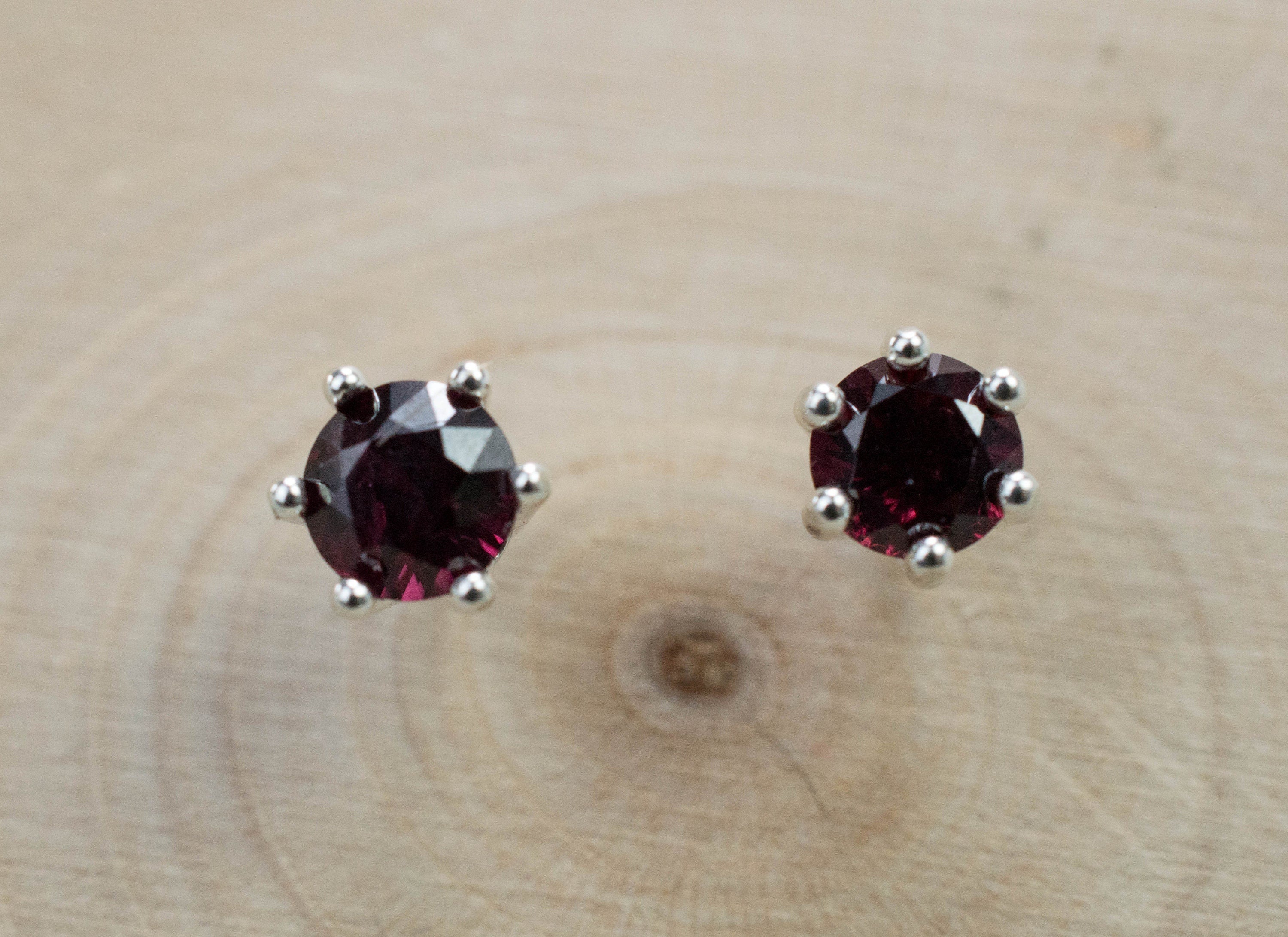 Anthill Garnet Earrings; Natural and Untreated Arizona Pyrope Garnets; 0.825cts