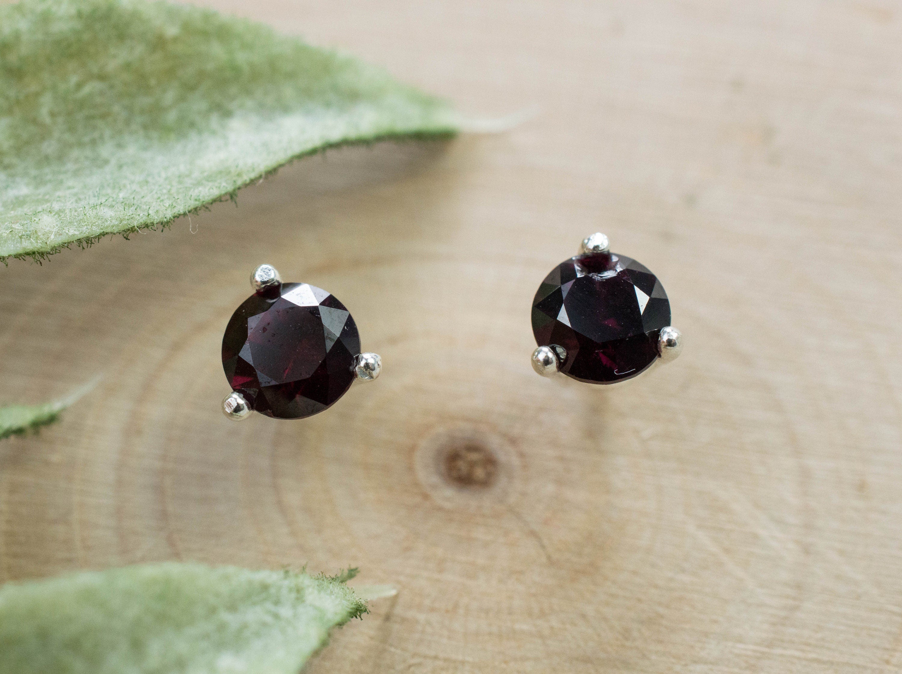 Anthill Garnet Earrings; Natural and Untreated Arizona Pyrope Garnets; 0.840cts