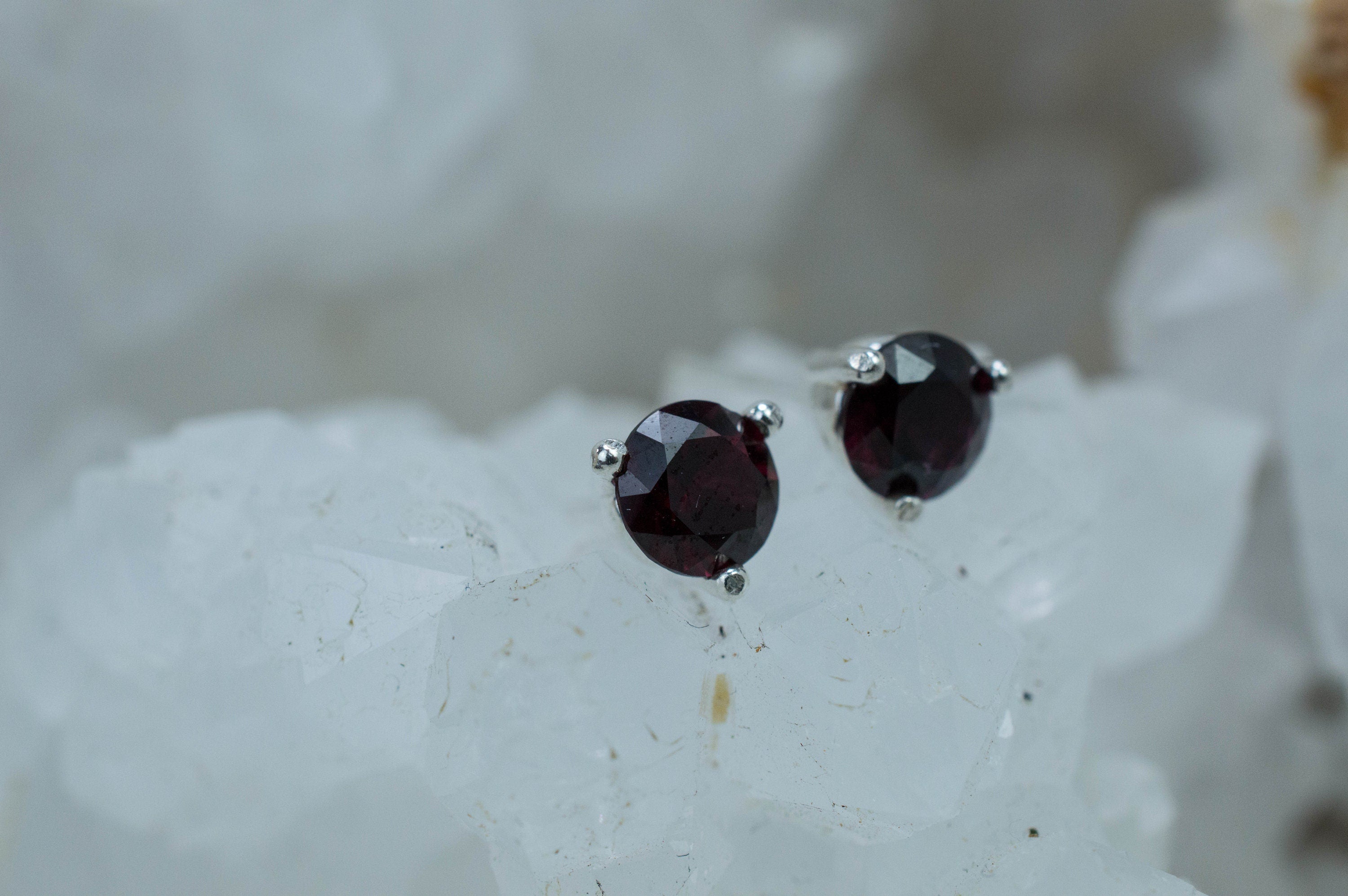 Anthill Garnet Earrings; Natural and Untreated Arizona Pyrope Garnets; 0.840cts