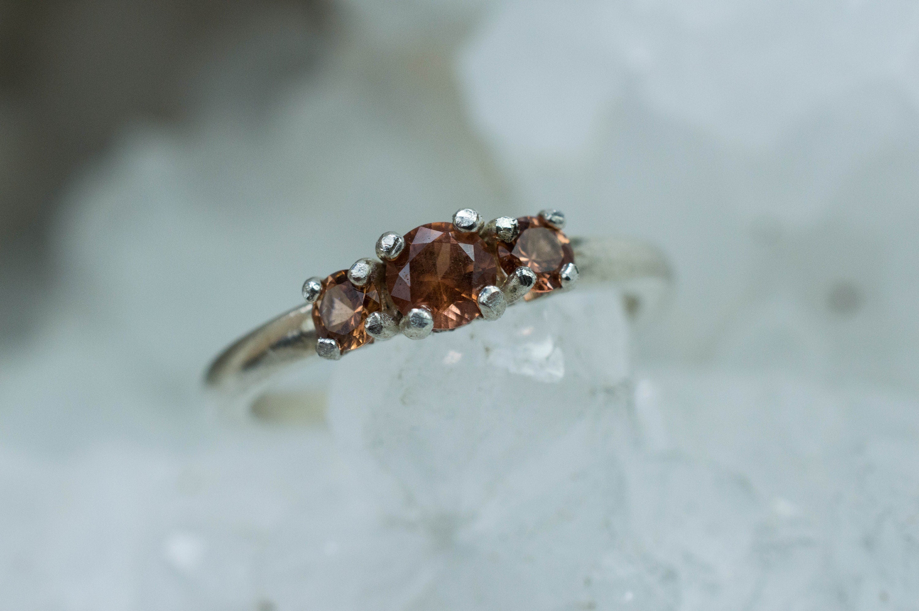 Cinnamon Garnet Ring; Natural Untreated Tanzania Garnets; 0.525cts