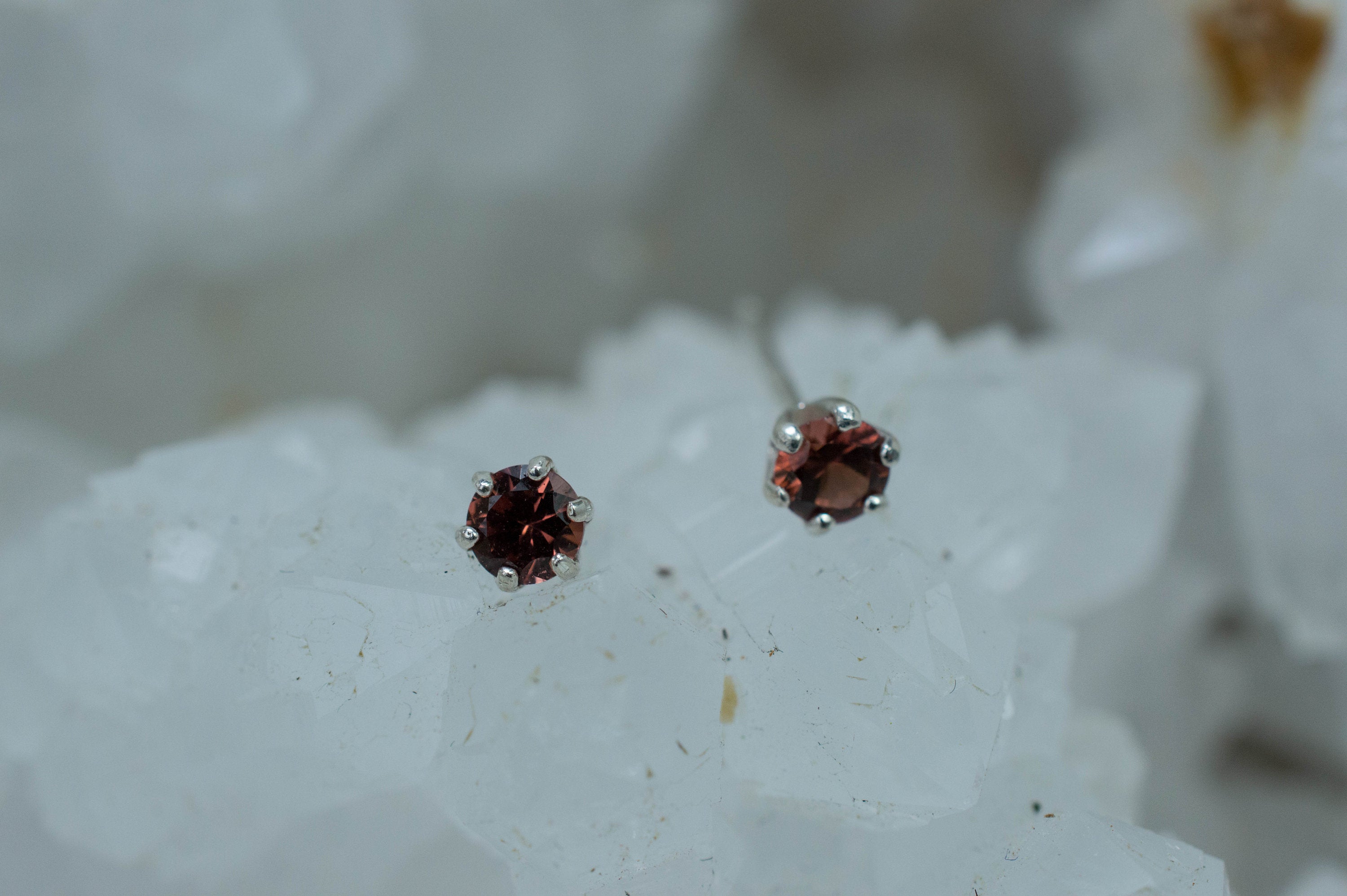 Cinnamon Garnet Earrings; Natural Untreated Tanzania Garnet; 0.250cts